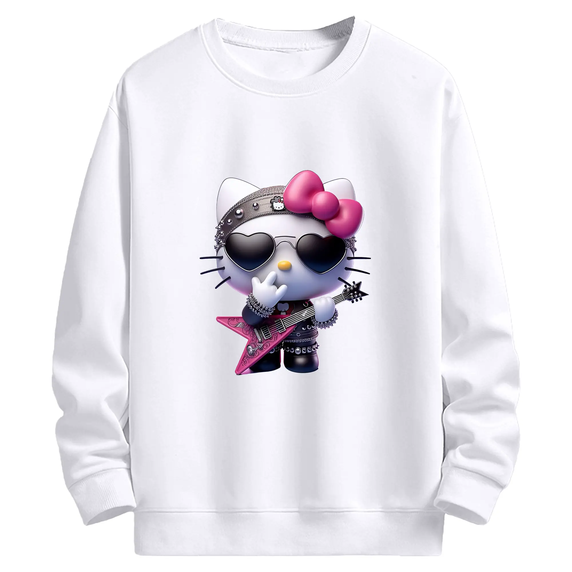 サンリオ グッズ,ハローキティ - 高品質 クルーネック スウェット ・ コットン59％ ポリエステル41％ ・ ユニセックス 長袖 トレーナー ・ カジュアル デイリー スポーツ 散歩用