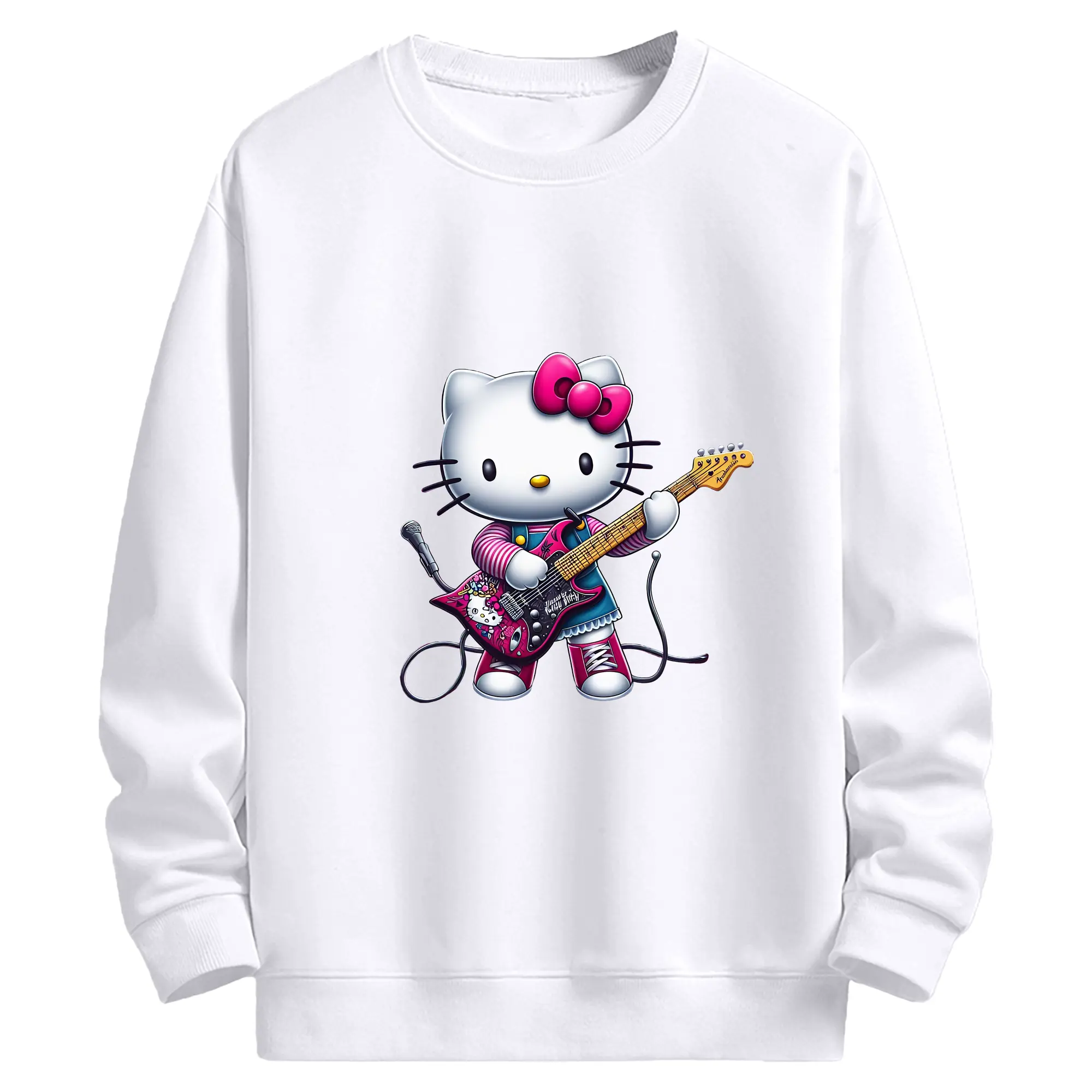 サンリオ グッズ,ハローキティ - 高品質 クルーネック スウェット ・ コットン59％ ポリエステル41％ ・ ユニセックス 長袖 トレーナー ・ カジュアル デイリー スポーツ 散歩用