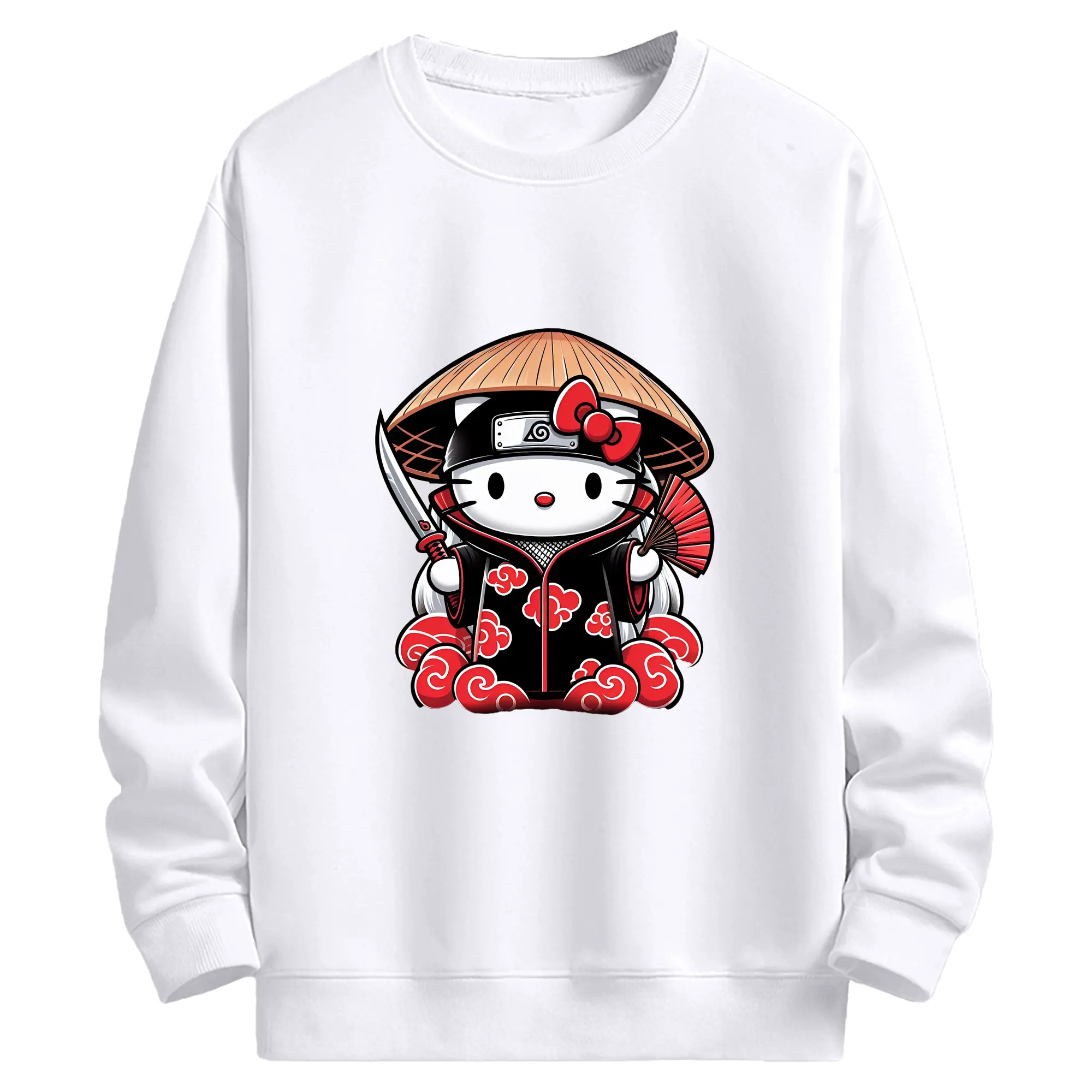 サンリオ グッズ,ハローキティ - 高品質 クルーネック スウェット ・ コットン59％ ポリエステル41％ ・ ユニセックス 長袖 トレーナー ・ カジュアル デイリー スポーツ 散歩用