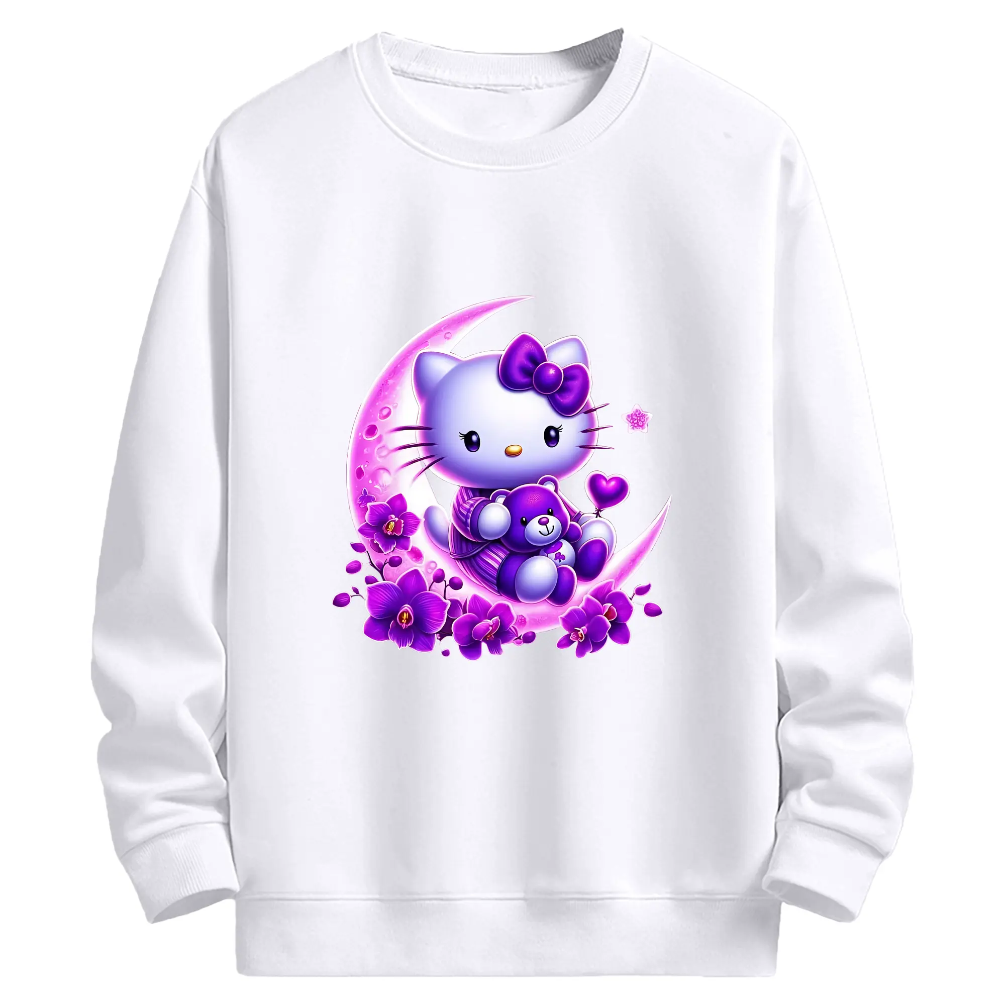 サンリオ グッズ,ハローキティ - 高品質 クルーネック スウェット ・ コットン59％ ポリエステル41％ ・ ユニセックス 長袖 トレーナー ・ カジュアル デイリー スポーツ 散歩用