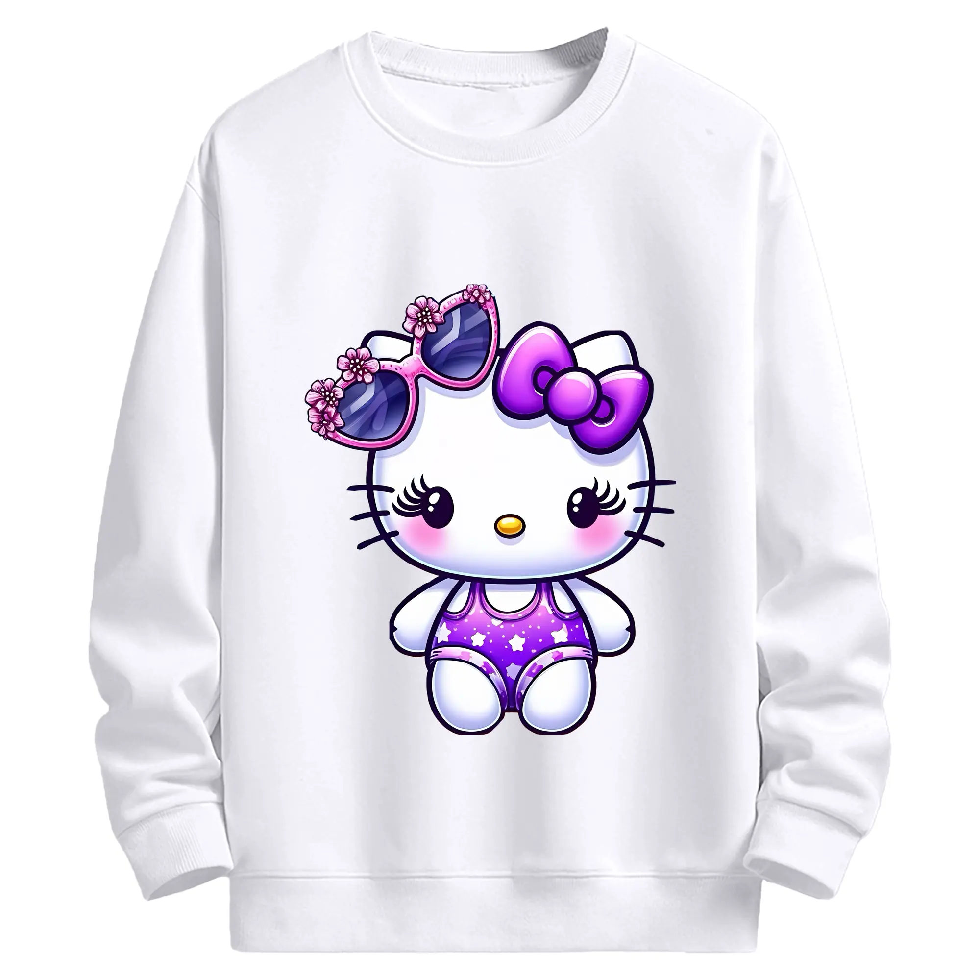 サンリオ グッズ,ハローキティ - 高品質 クルーネック スウェット ・ コットン59％ ポリエステル41％ ・ ユニセックス 長袖 トレーナー ・ カジュアル デイリー スポーツ 散歩用
