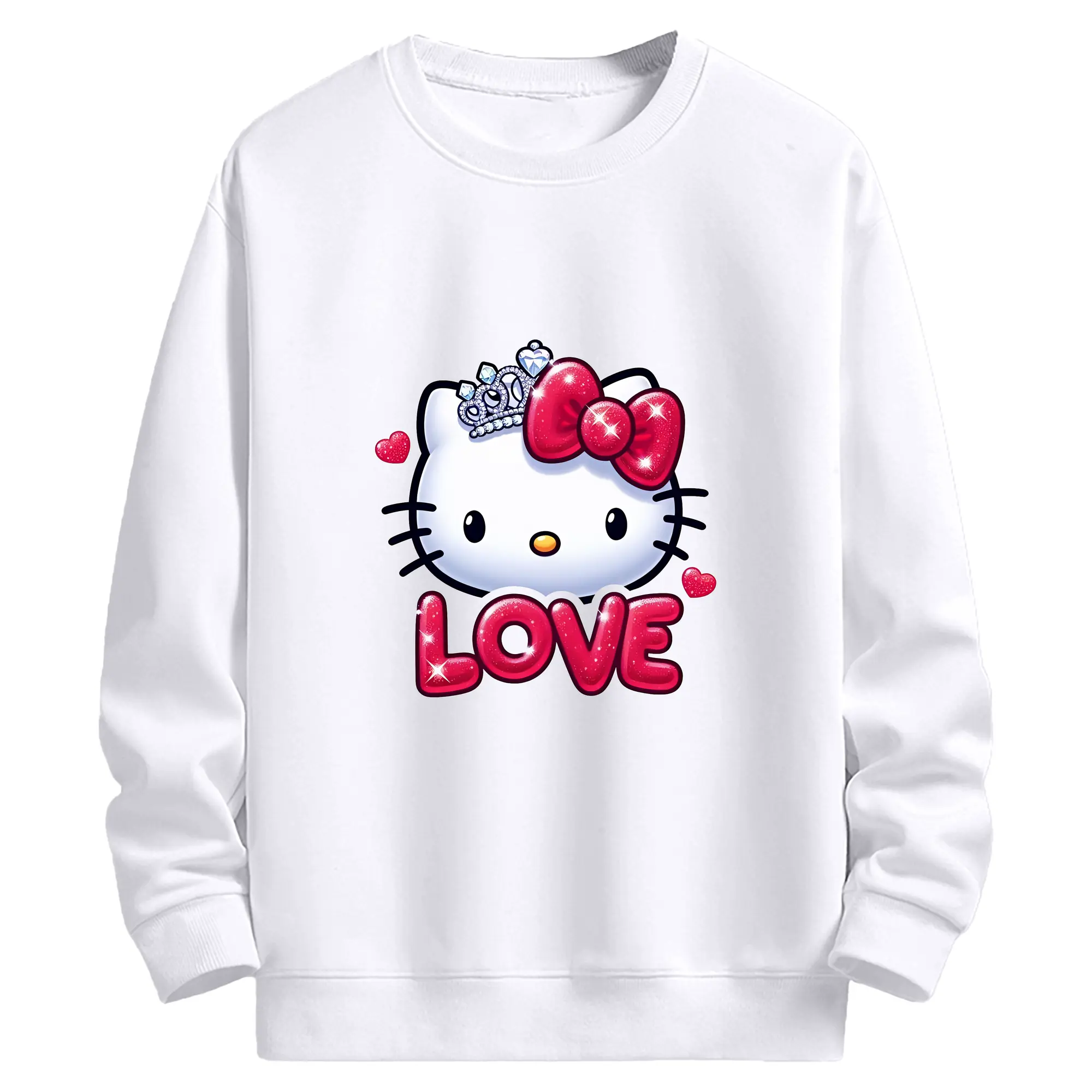 サンリオ グッズ,ハローキティ - 高品質 クルーネック スウェット ・ コットン59％ ポリエステル41％ ・ ユニセックス 長袖 トレーナー ・ カジュアル デイリー スポーツ 散歩用