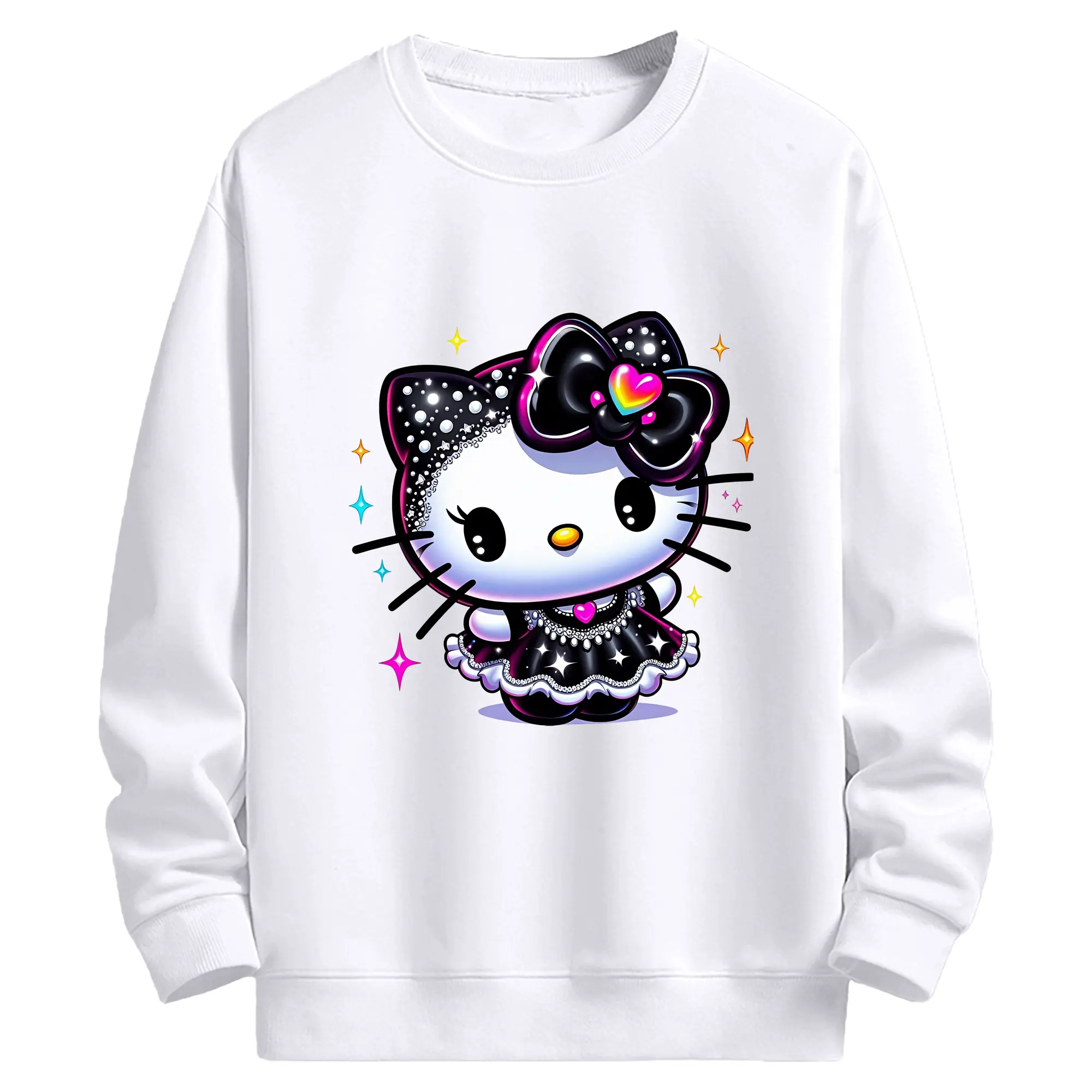 サンリオ グッズ,ハローキティ - 高品質 クルーネック スウェット ・ コットン59％ ポリエステル41％ ・ ユニセックス 長袖 トレーナー ・ カジュアル デイリー スポーツ 散歩用