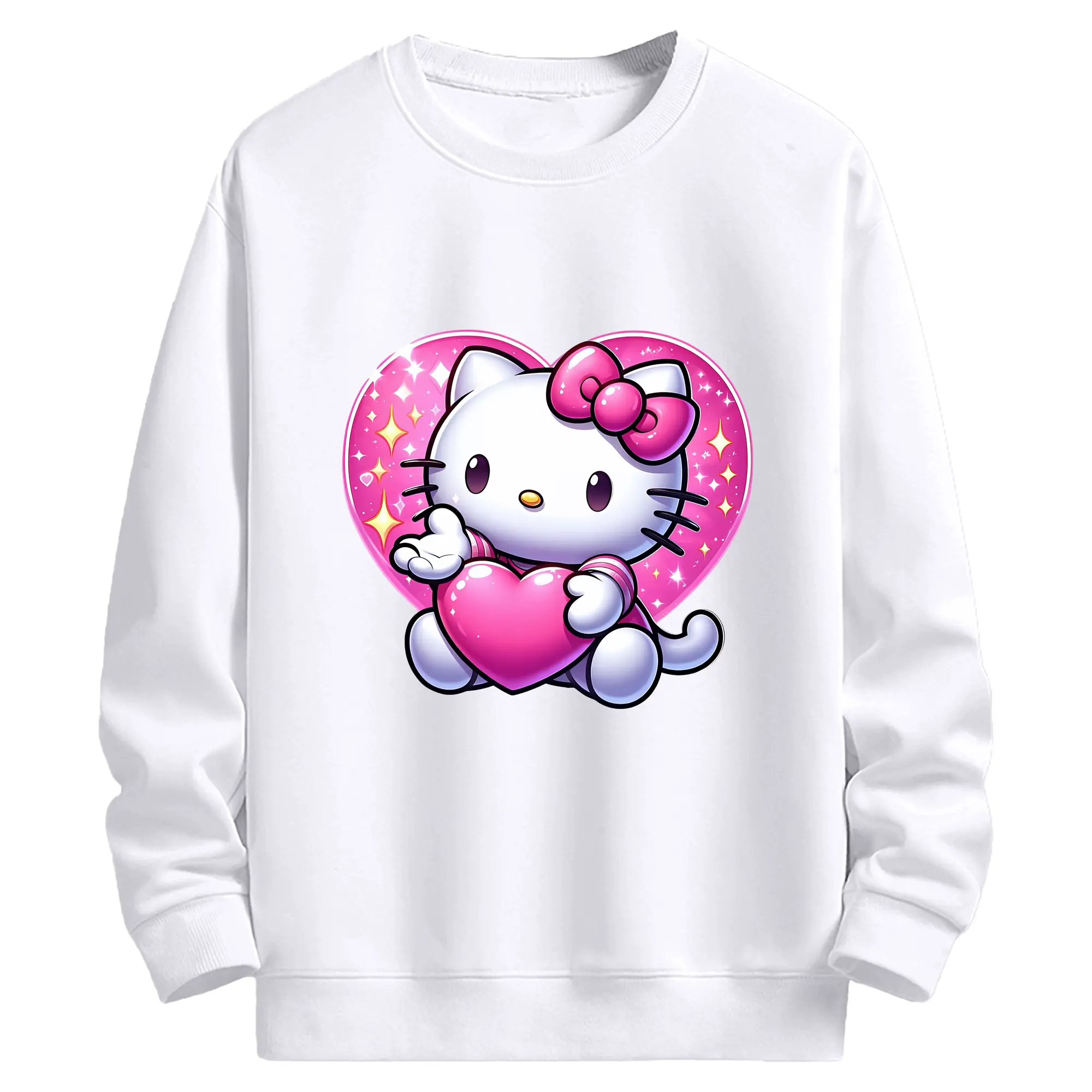 サンリオ グッズ,ハローキティ - 高品質 クルーネック スウェット ・ コットン59％ ポリエステル41％ ・ ユニセックス 長袖 トレーナー ・ カジュアル デイリー スポーツ 散歩用