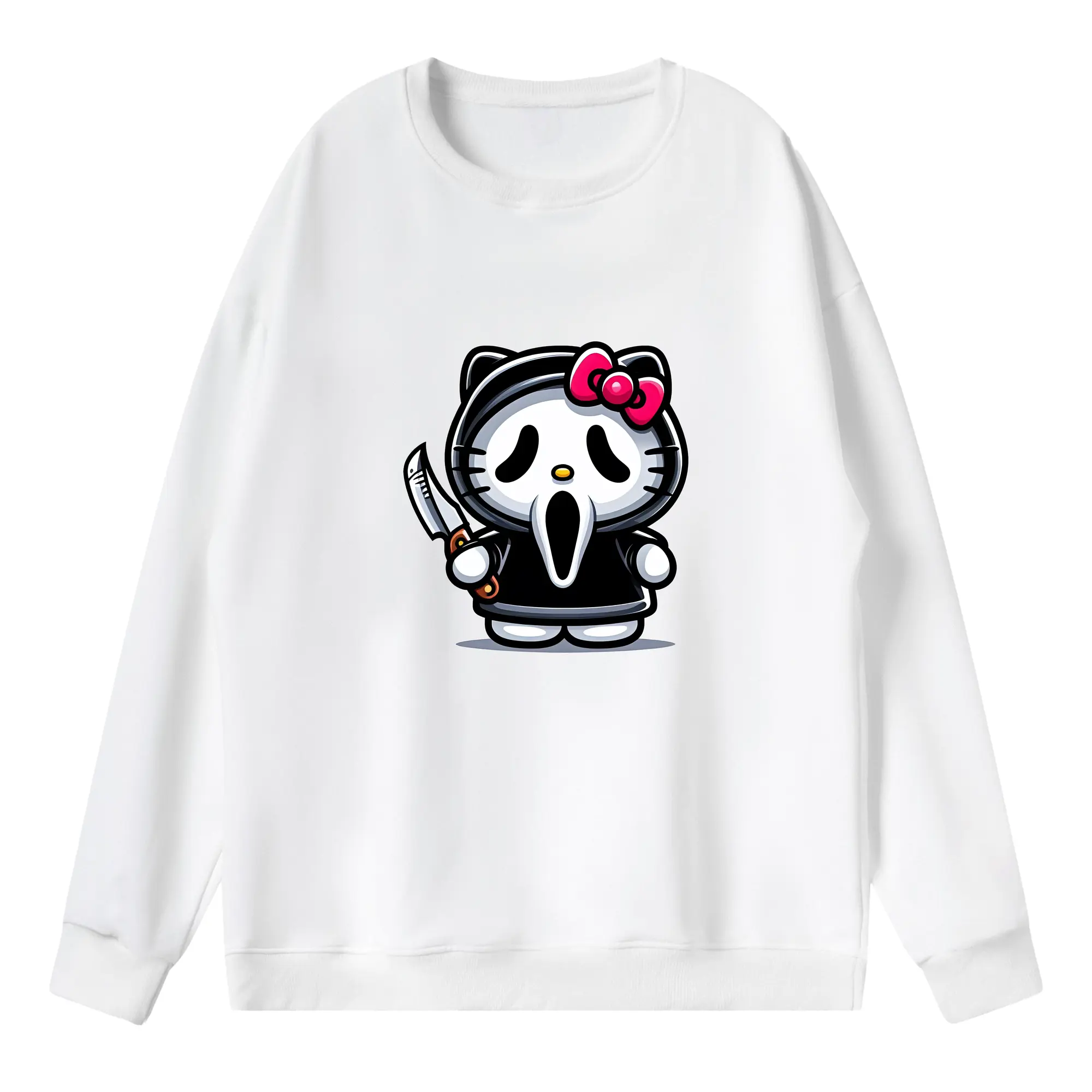 サンリオ グッズ,ハローキティ - 薄手 クルーネック スウェット 裏毛260g · ポリエステル 春秋向け カジュアル 男女兼用 · トレーナー デイリー スポーツ 散歩に最適