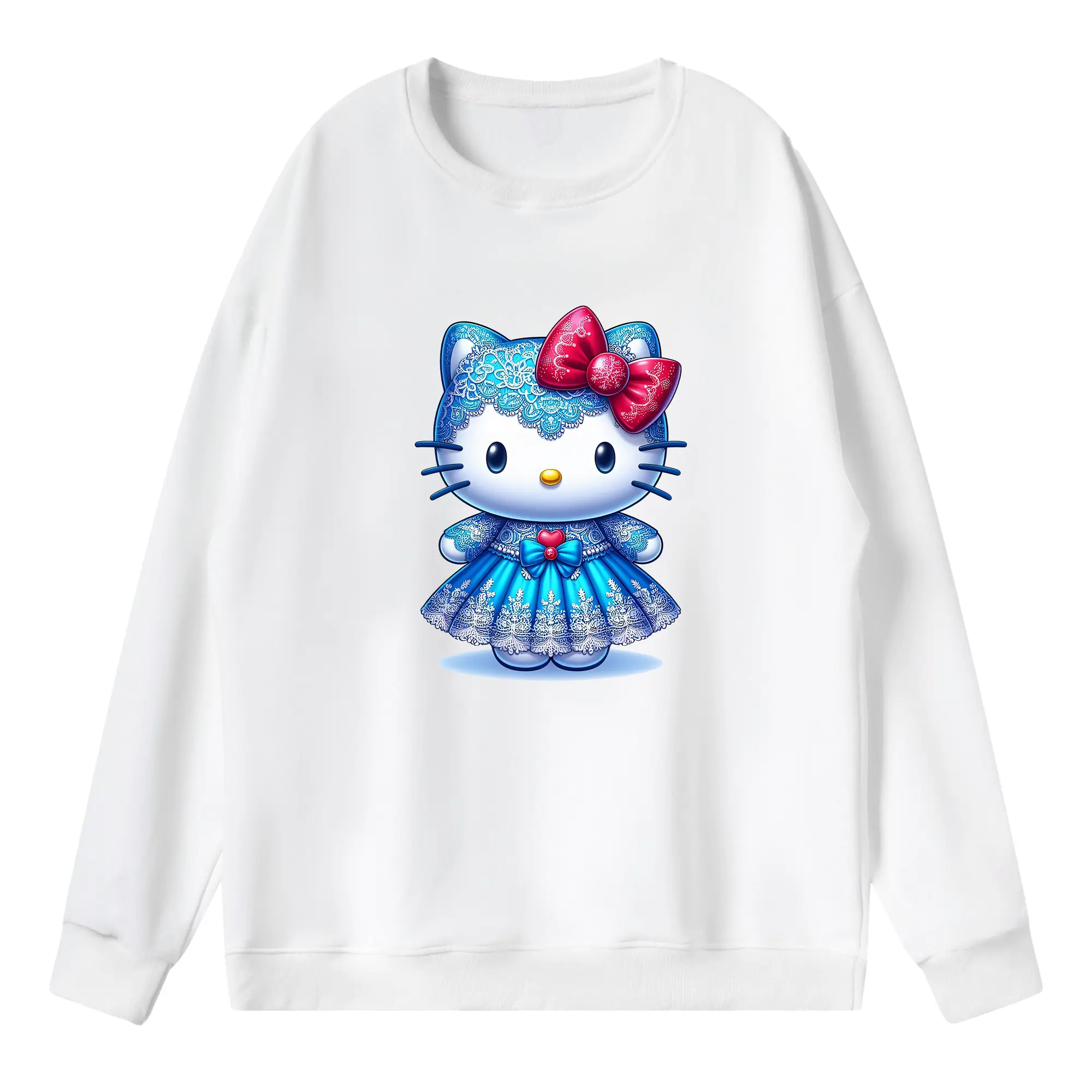 サンリオ グッズ,ハローキティ - 薄手 クルーネック スウェット 裏毛260g · ポリエステル 春秋向け カジュアル 男女兼用 · トレーナー デイリー スポーツ 散歩に最適