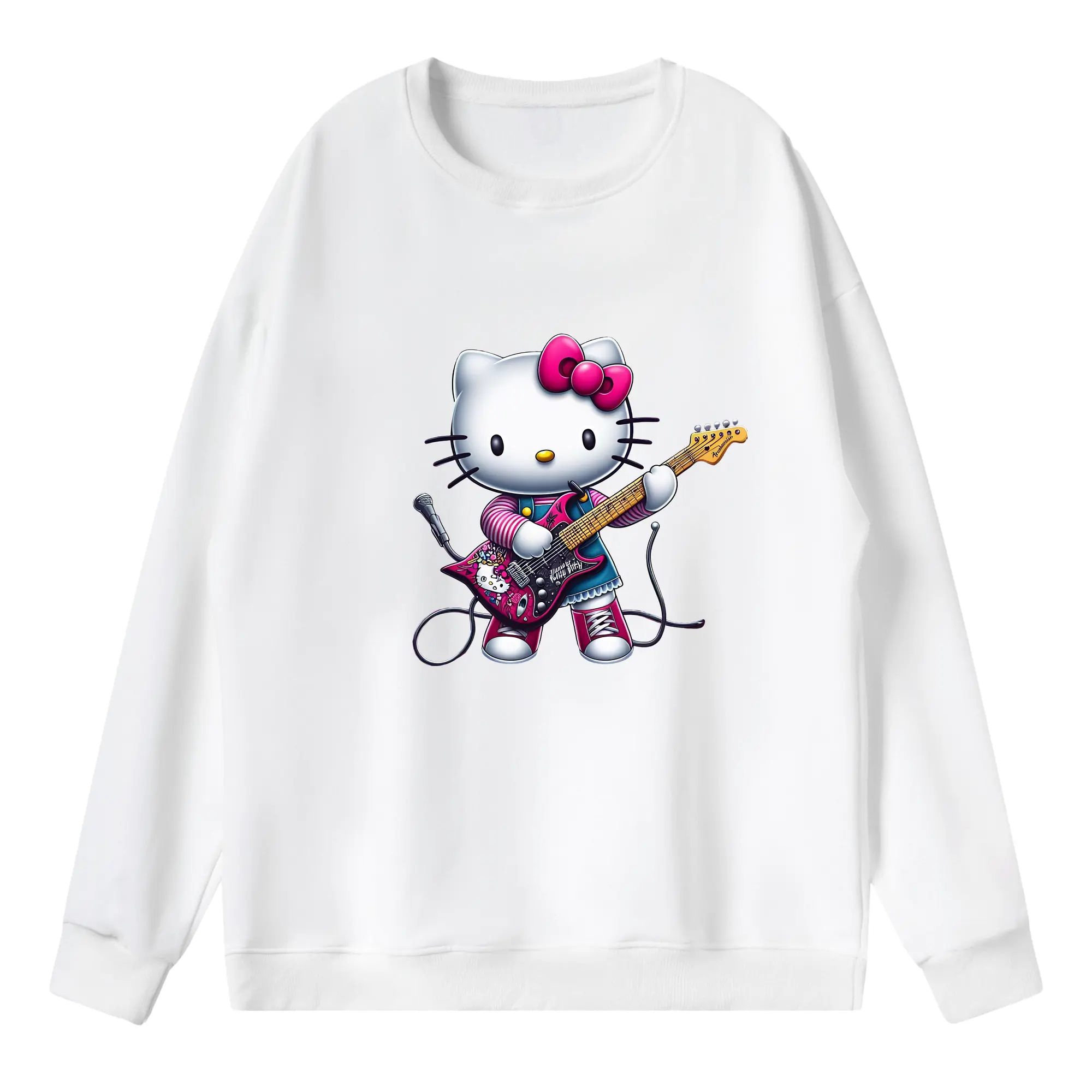 サンリオ グッズ,ハローキティ - 薄手 クルーネック スウェット 裏毛260g · ポリエステル 春秋向け カジュアル 男女兼用 · トレーナー デイリー スポーツ 散歩に最適