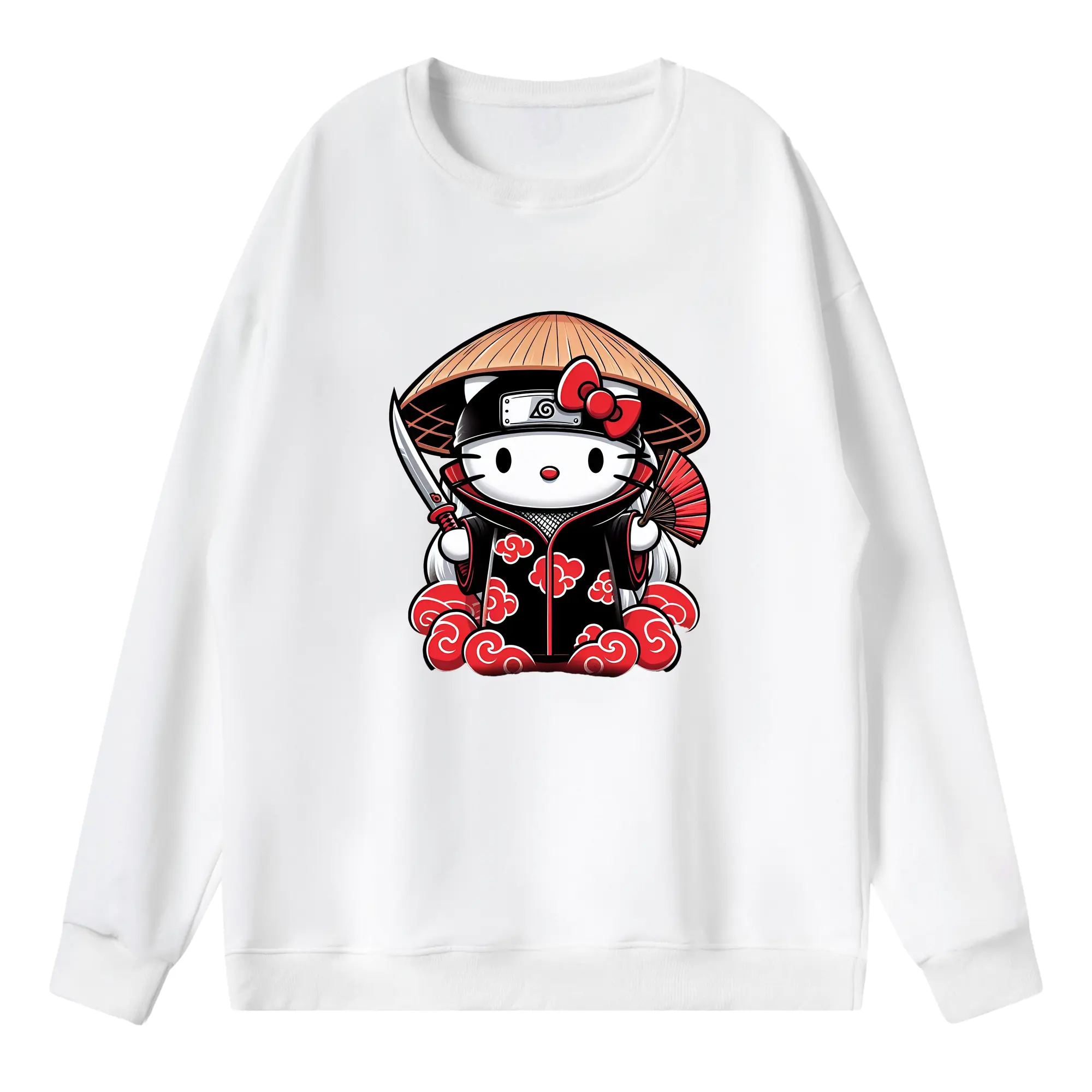 サンリオ グッズ,ハローキティ - 薄手 クルーネック スウェット 裏毛260g · ポリエステル 春秋向け カジュアル 男女兼用 · トレーナー デイリー スポーツ 散歩に最適