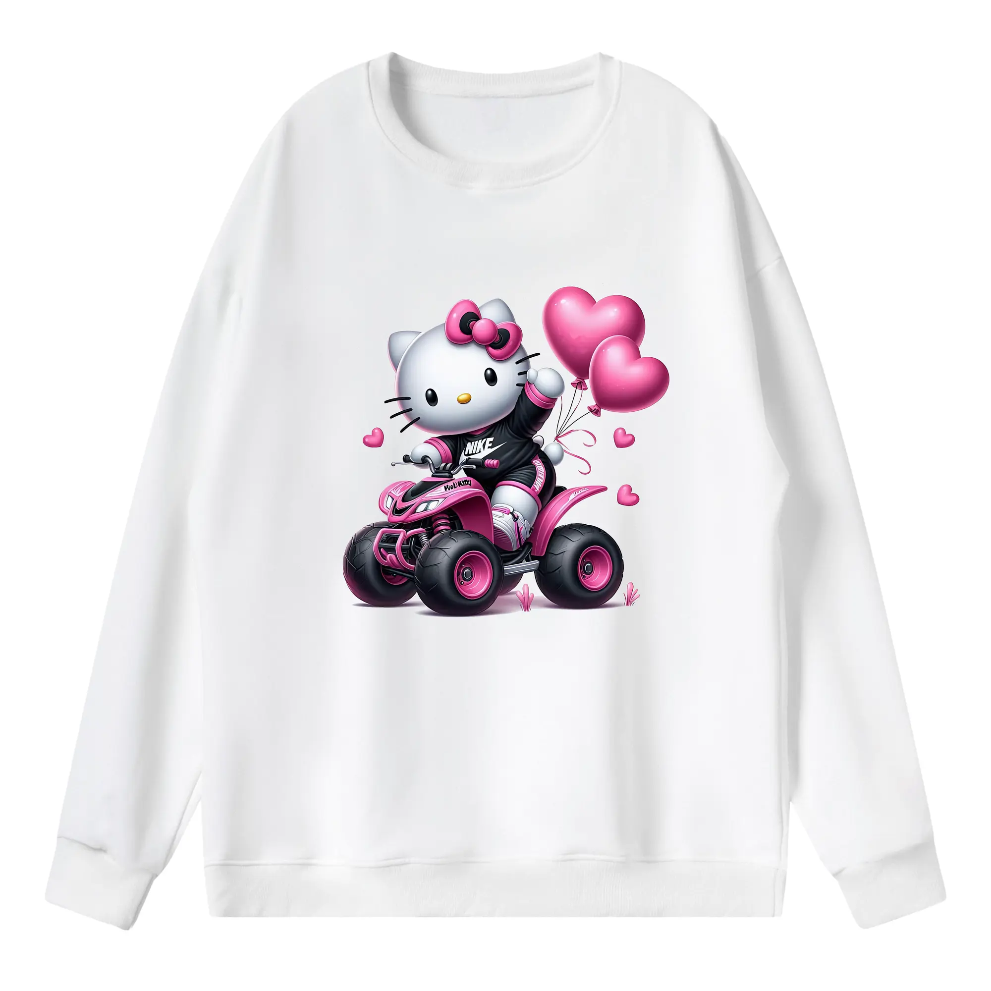 サンリオ グッズ,ハローキティ - 薄手 クルーネック スウェット 裏毛260g · ポリエステル 春秋向け カジュアル 男女兼用 · トレーナー デイリー スポーツ 散歩に最適