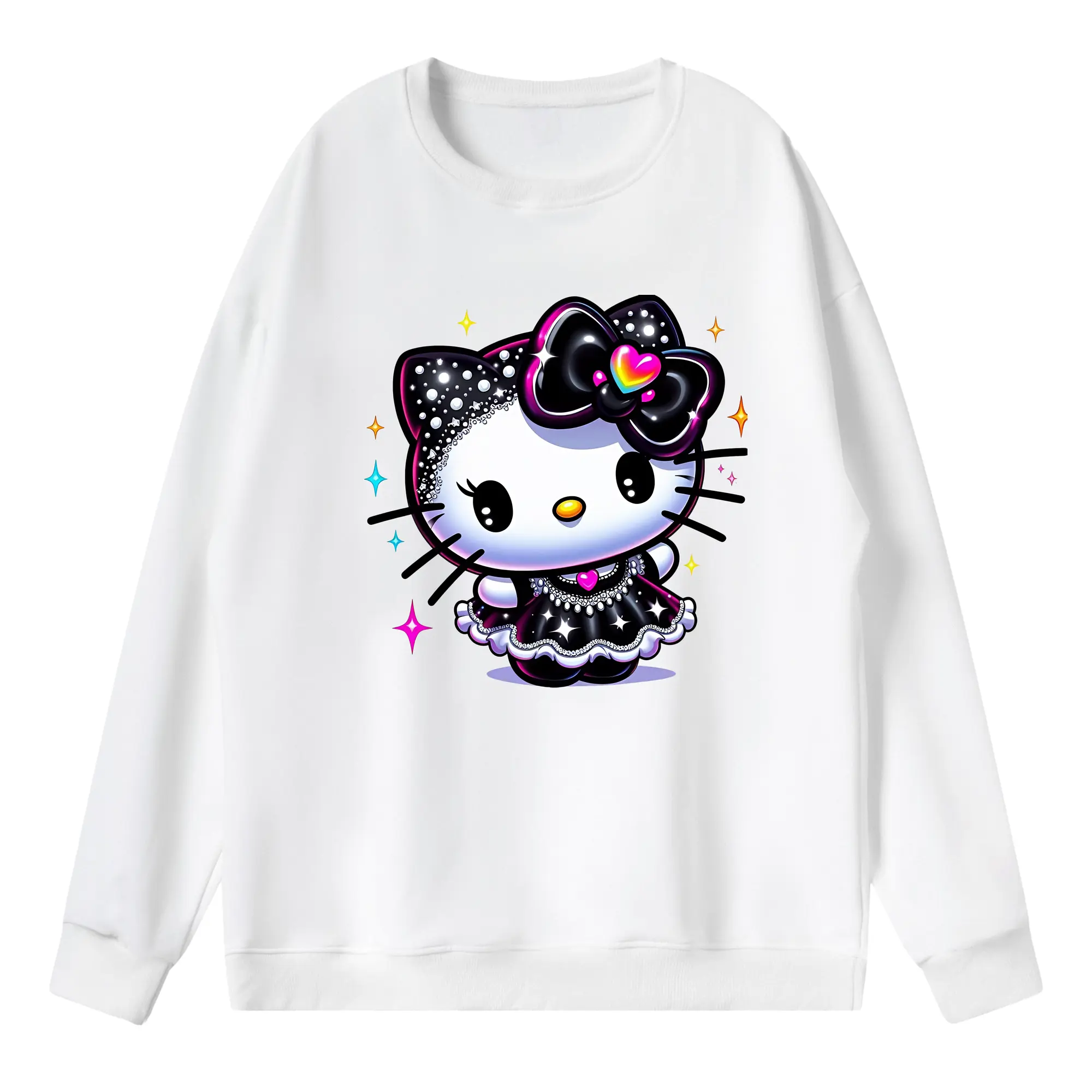サンリオ グッズ,ハローキティ - 薄手 クルーネック スウェット 裏毛260g · ポリエステル 春秋向け カジュアル 男女兼用 · トレーナー デイリー スポーツ 散歩に最適