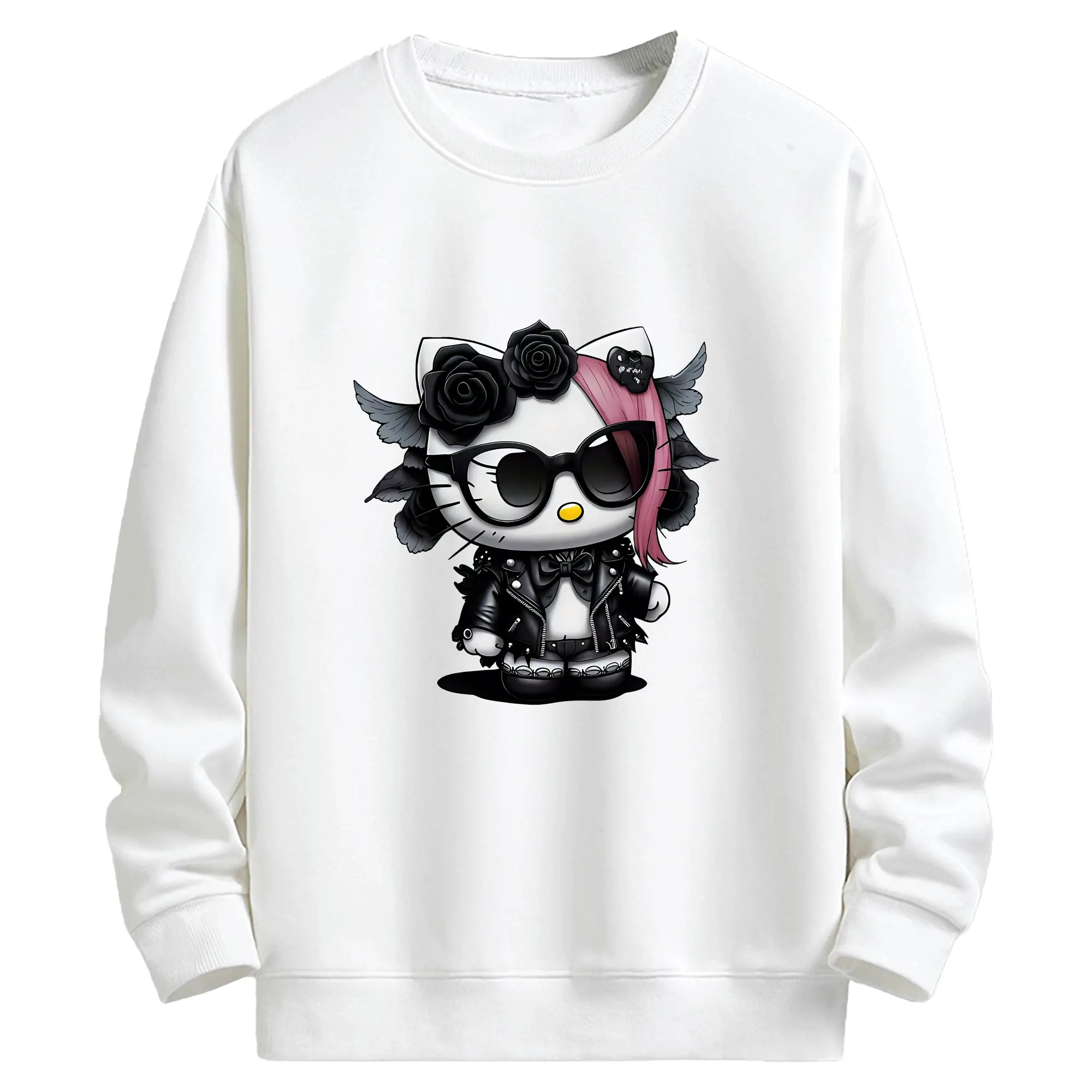 サンリオ グッズ,ハローキティ - キッズ クルーネックスウェットシャツ ・ フロントプリント ・ 綿80％ ポリエステル20％ ・ 快適 通学 スポーツ 日常使い お散歩用