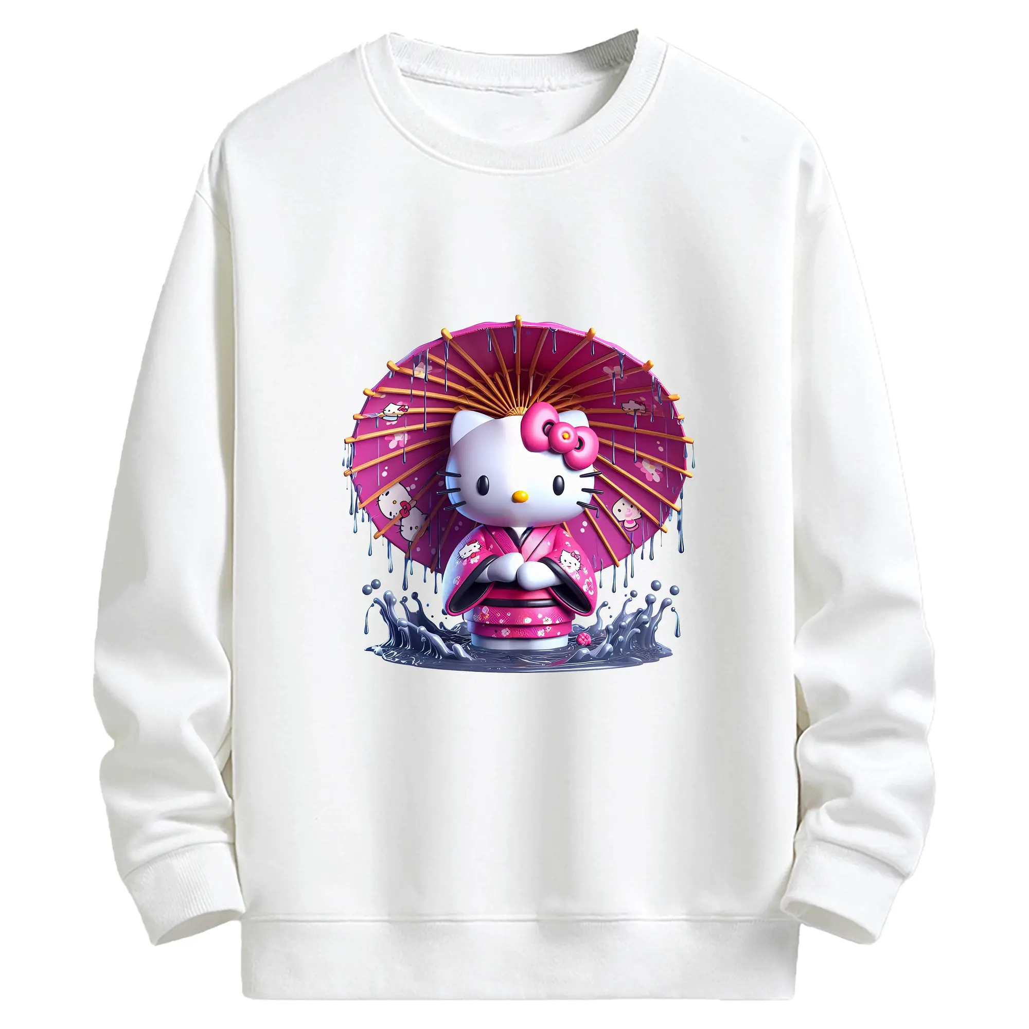 サンリオ グッズ,ハローキティ - キッズ クルーネックスウェットシャツ ・ フロントプリント ・ 綿80％ ポリエステル20％ ・ 快適 通学 スポーツ 日常使い お散歩用