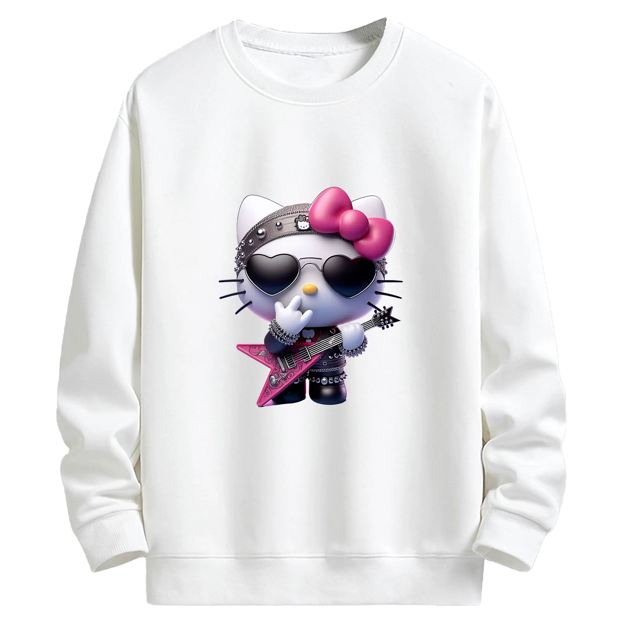 サンリオ グッズ,ハローキティ - キッズ クルーネックスウェットシャツ ・ フロントプリント ・ 綿80％ ポリエステル20％ ・ 快適 通学 スポーツ 日常使い お散歩用