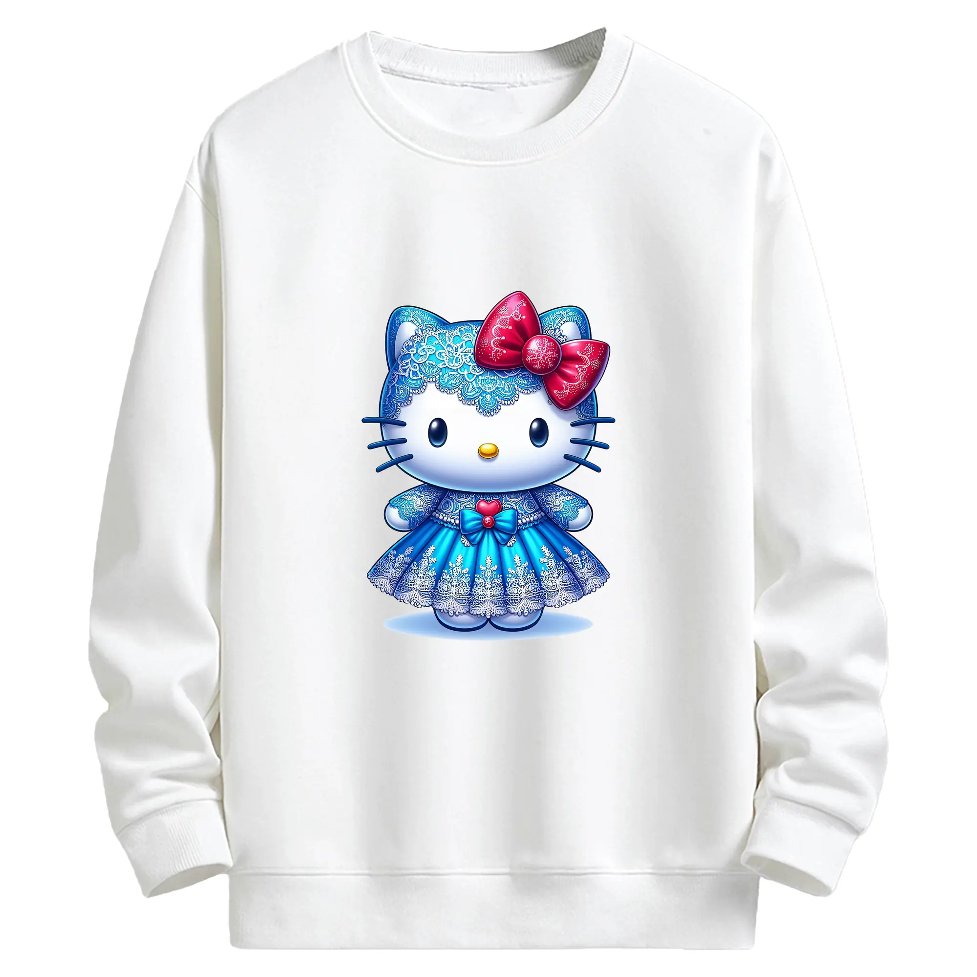 サンリオ グッズ,ハローキティ - キッズ クルーネックスウェットシャツ ・ フロントプリント ・ 綿80％ ポリエステル20％ ・ 快適 通学 スポーツ 日常使い お散歩用