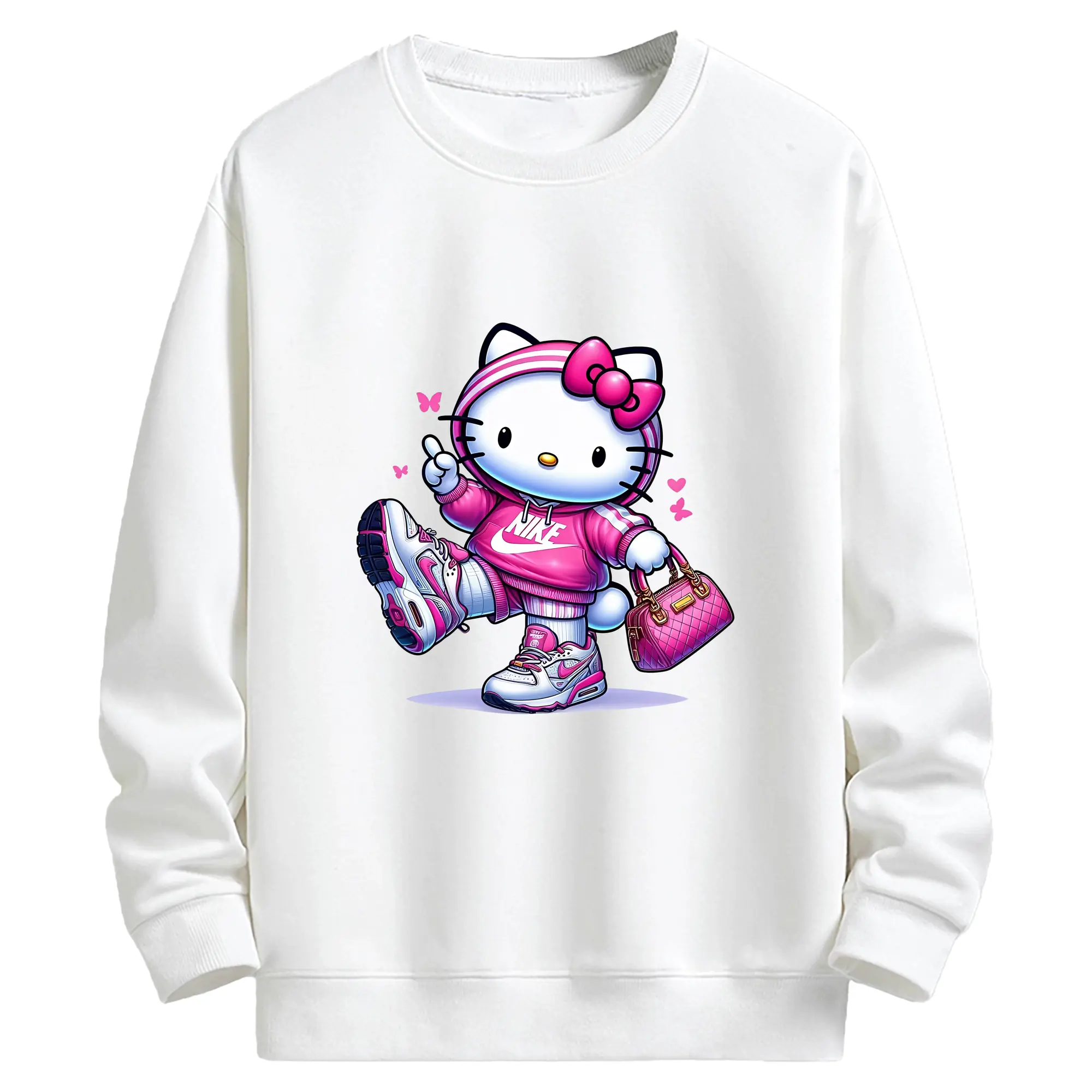 サンリオ グッズ,ハローキティ - キッズ クルーネックスウェットシャツ ・ フロントプリント ・ 綿80％ ポリエステル20％ ・ 快適 通学 スポーツ 日常使い お散歩用