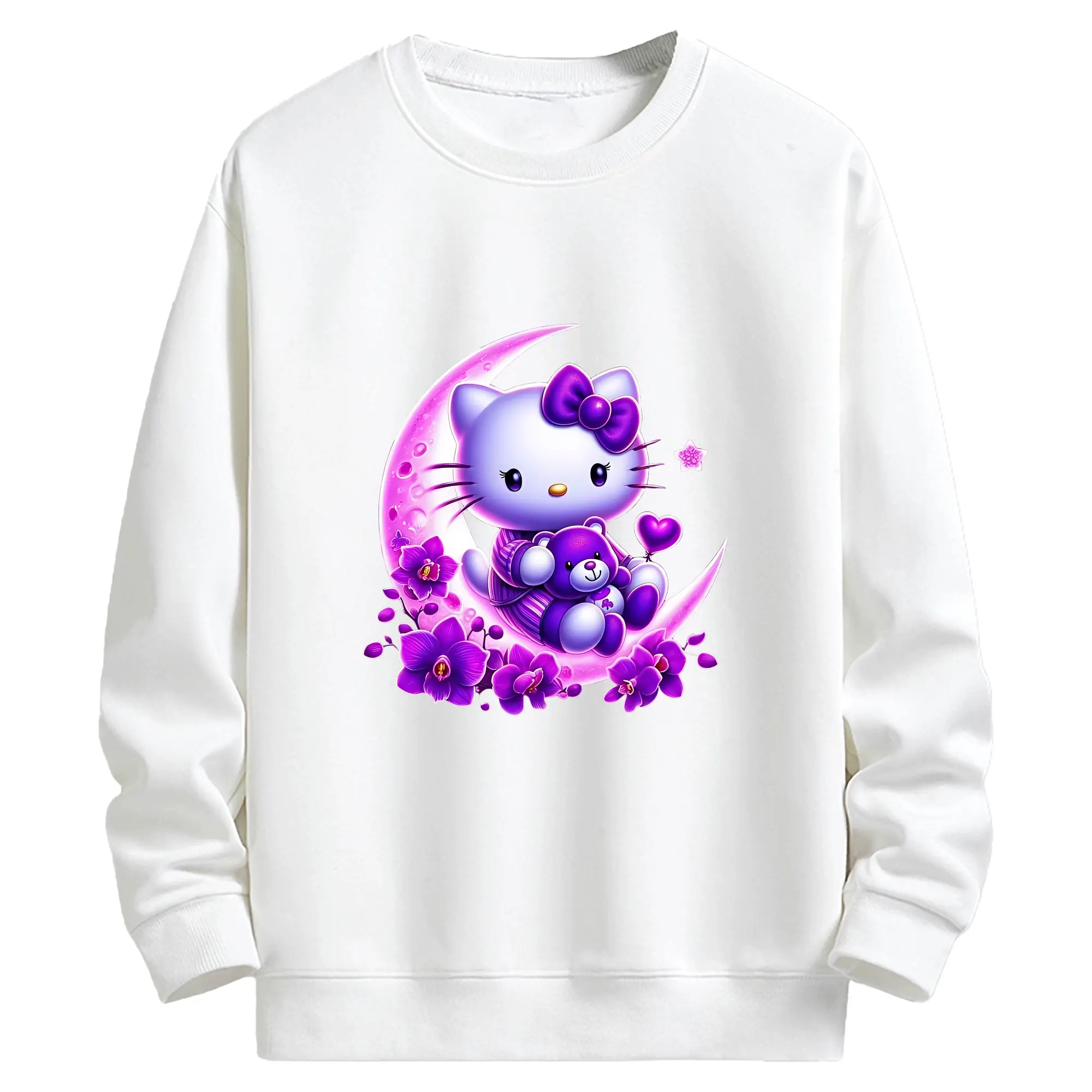 サンリオ グッズ,ハローキティ - キッズ クルーネックスウェットシャツ ・ フロントプリント ・ 綿80％ ポリエステル20％ ・ 快適 通学 スポーツ 日常使い お散歩用