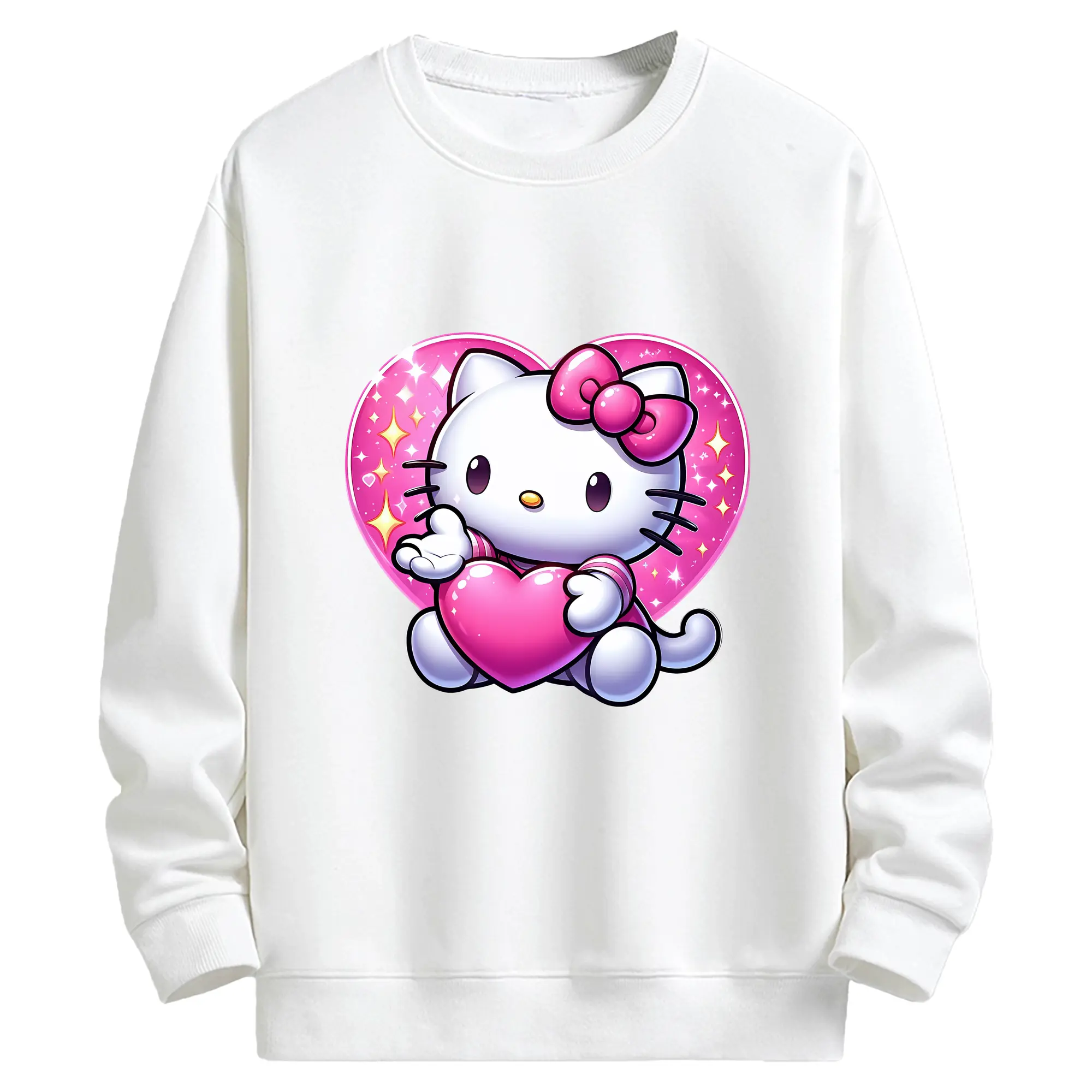 サンリオ グッズ,ハローキティ - キッズ クルーネックスウェットシャツ ・ フロントプリント ・ 綿80％ ポリエステル20％ ・ 快適 通学 スポーツ 日常使い お散歩用