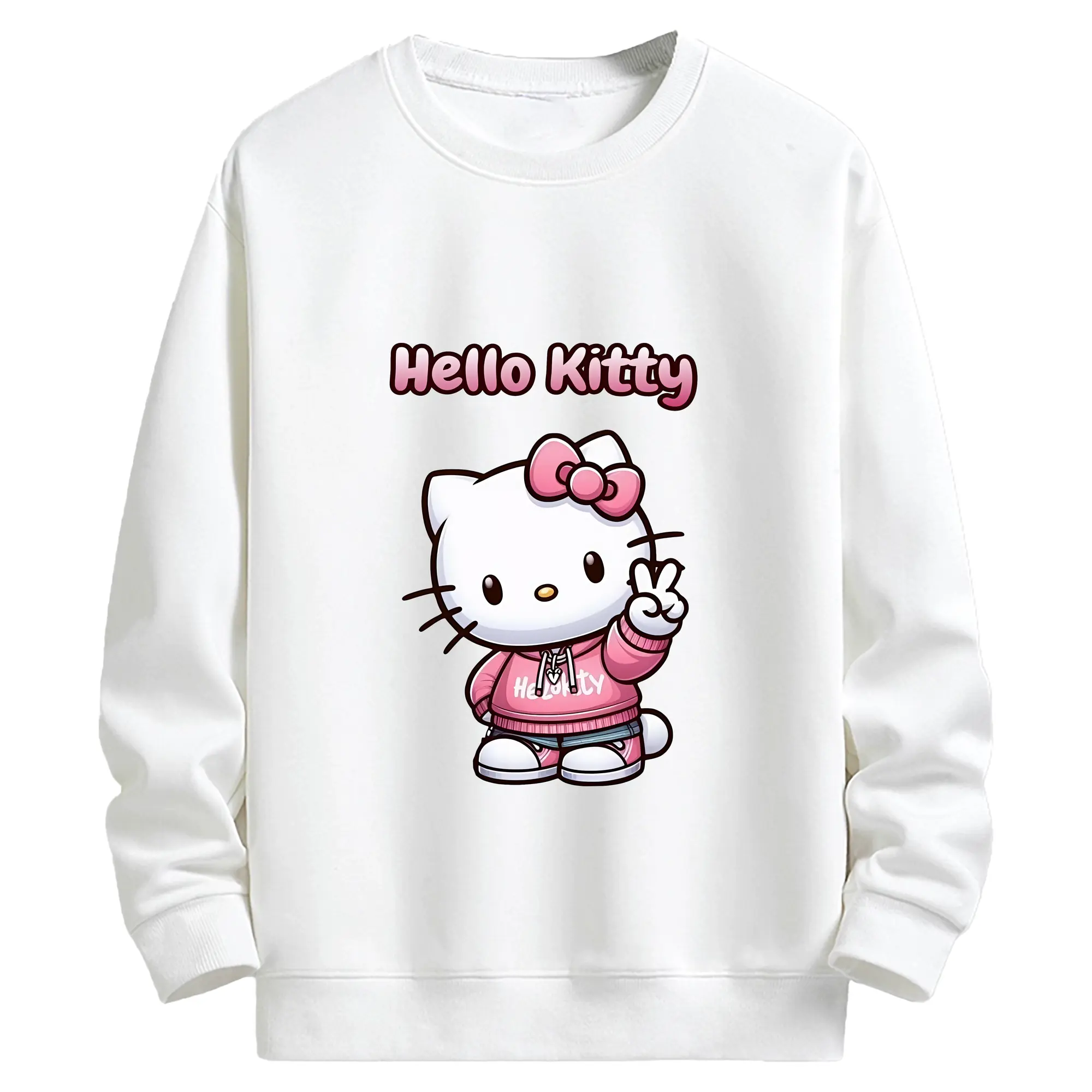 サンリオ グッズ,ハローキティ - キッズ クルーネックスウェットシャツ ・ フロントプリント ・ 綿80％ ポリエステル20％ ・ 快適 通学 スポーツ 日常使い お散歩用