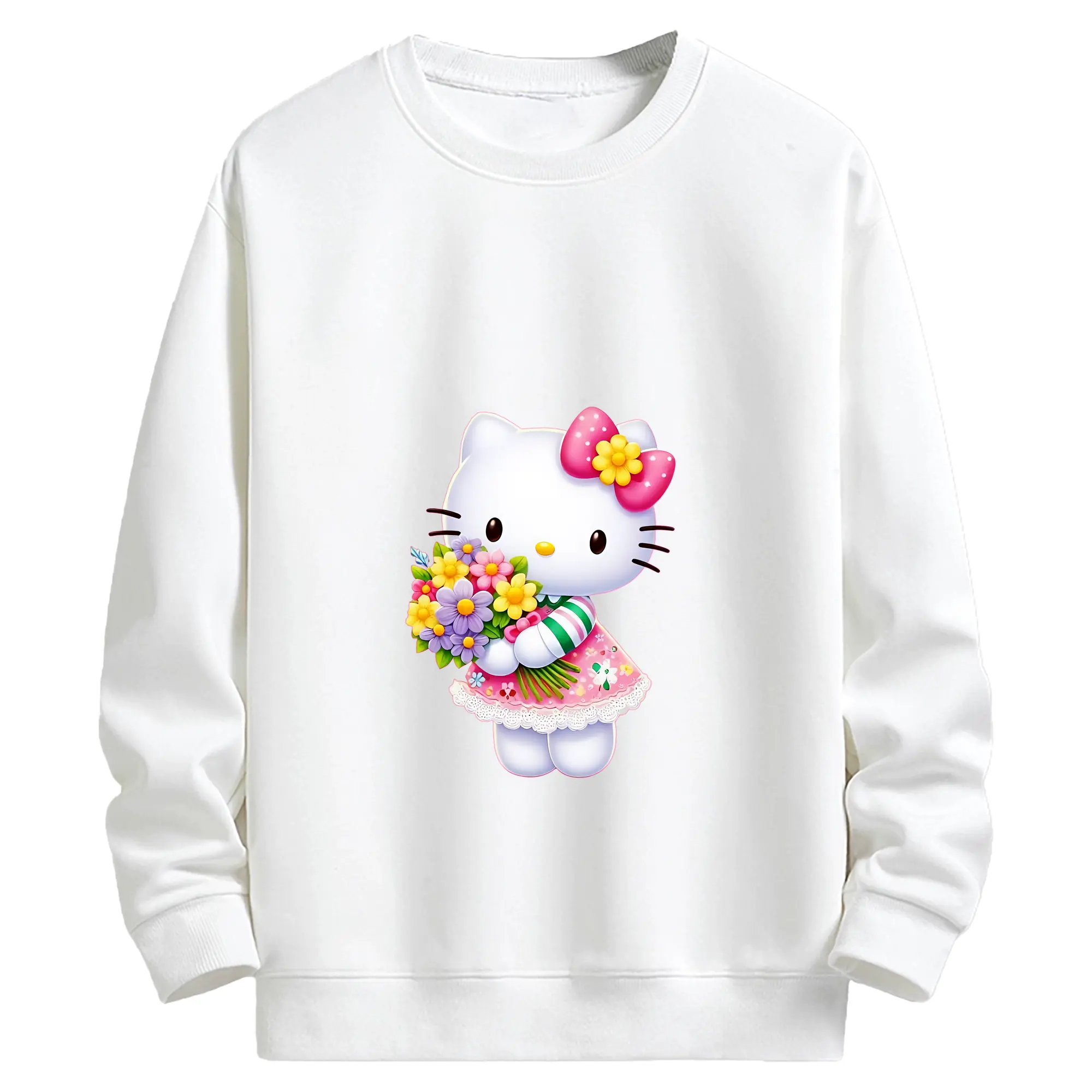 サンリオ グッズ,ハローキティ - キッズ クルーネックスウェットシャツ ・ フロントプリント ・ 綿80％ ポリエステル20％ ・ 快適 通学 スポーツ 日常使い お散歩用