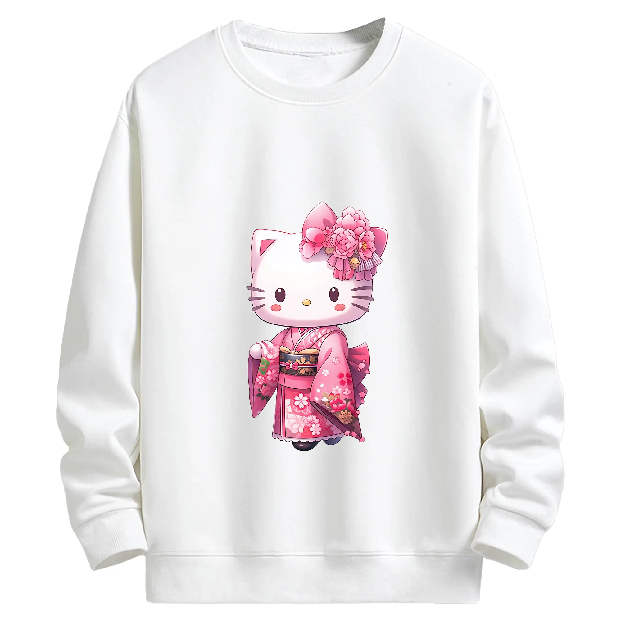 サンリオ グッズ,ハローキティ - キッズ クルーネックスウェットシャツ ・ フロントプリント ・ 綿80％ ポリエステル20％ ・ 快適 通学 スポーツ 日常使い お散歩用