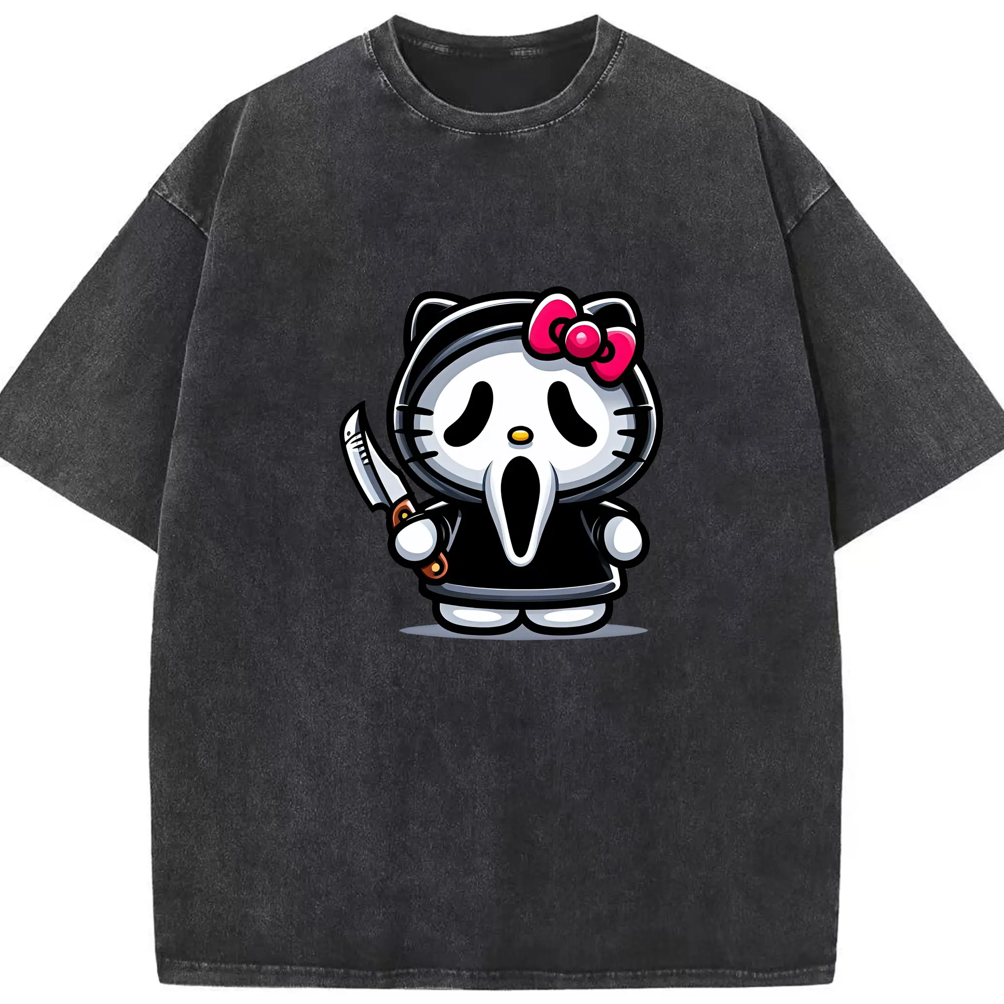 サンリオ グッズ,ハローキティ - 綿100％ ヴィンテージ風 半袖Tシャツ ・ フロントプリント ・ 柔らか肌触り ・ 通気性 快適 ・ スポーツ カジュアル 外出用