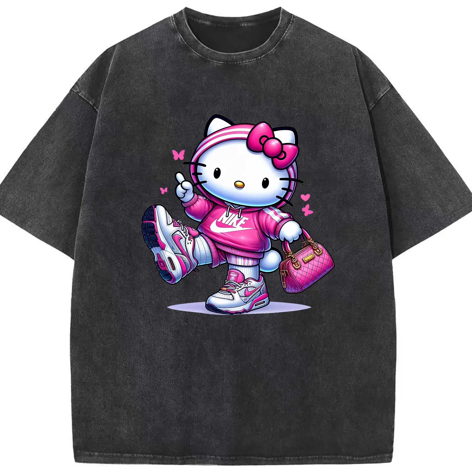 サンリオ グッズ,ハローキティ - 綿100％ ヴィンテージ風 半袖Tシャツ ・ フロントプリント ・ 柔らか肌触り ・ 通気性 快適 ・ スポーツ カジュアル 外出用