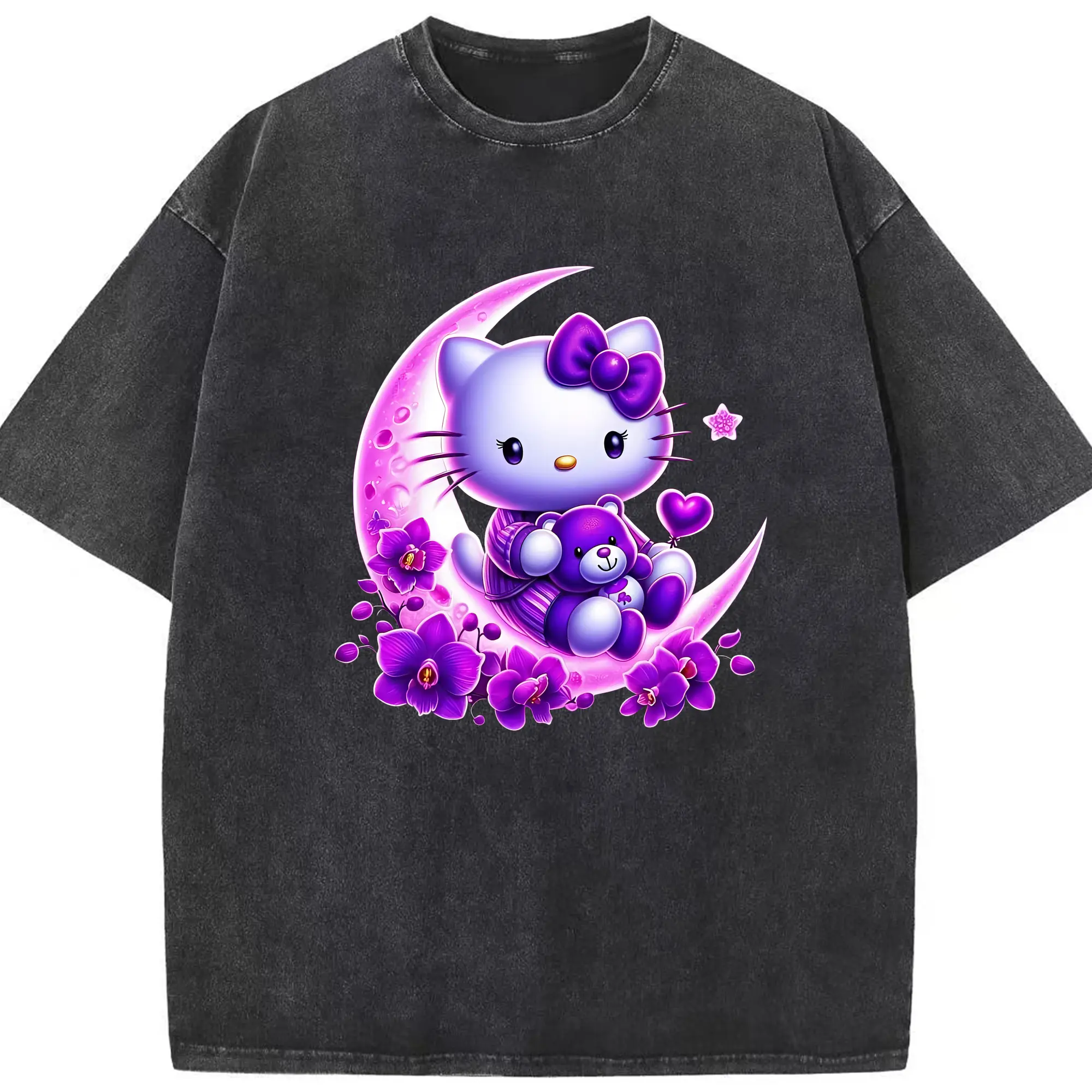 サンリオ グッズ,ハローキティ - 綿100％ ヴィンテージ風 半袖Tシャツ ・ フロントプリント ・ 柔らか肌触り ・ 通気性 快適 ・ スポーツ カジュアル 外出用