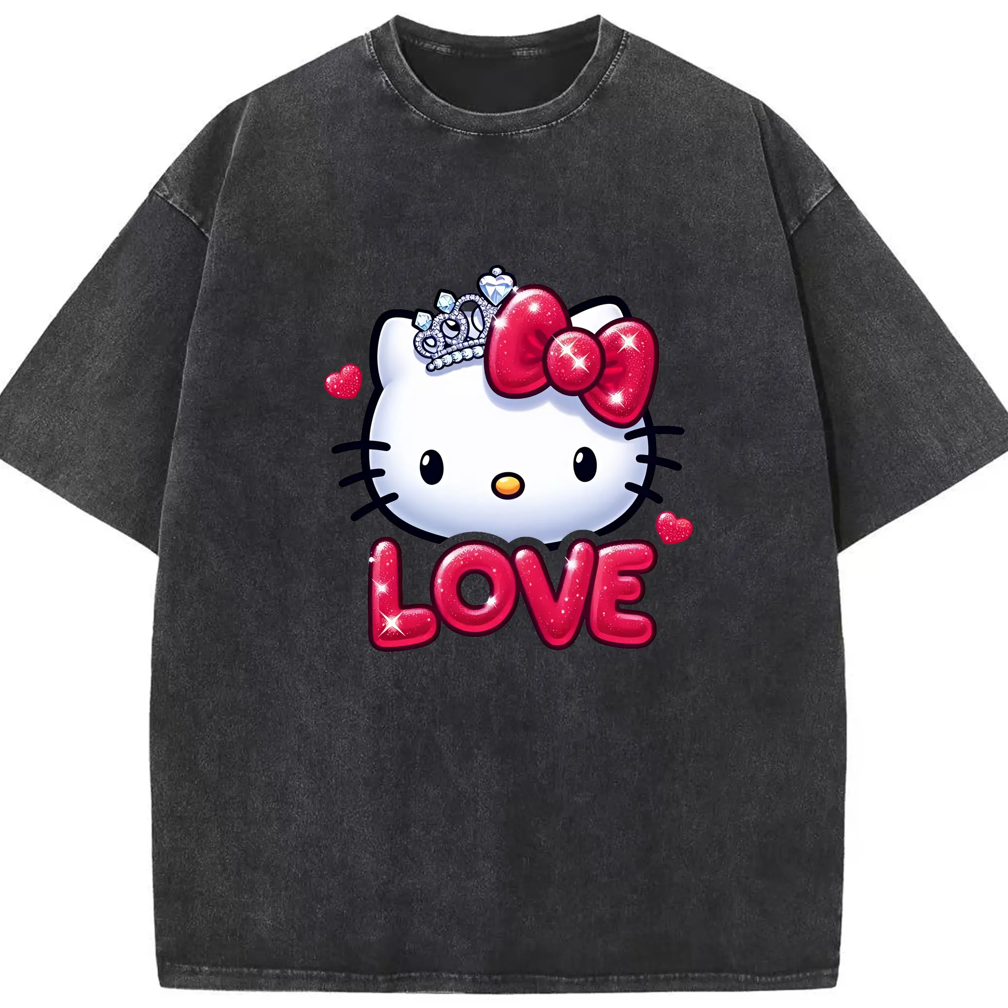 サンリオ グッズ,ハローキティ - 綿100％ ヴィンテージ風 半袖Tシャツ ・ フロントプリント ・ 柔らか肌触り ・ 通気性 快適 ・ スポーツ カジュアル 外出用