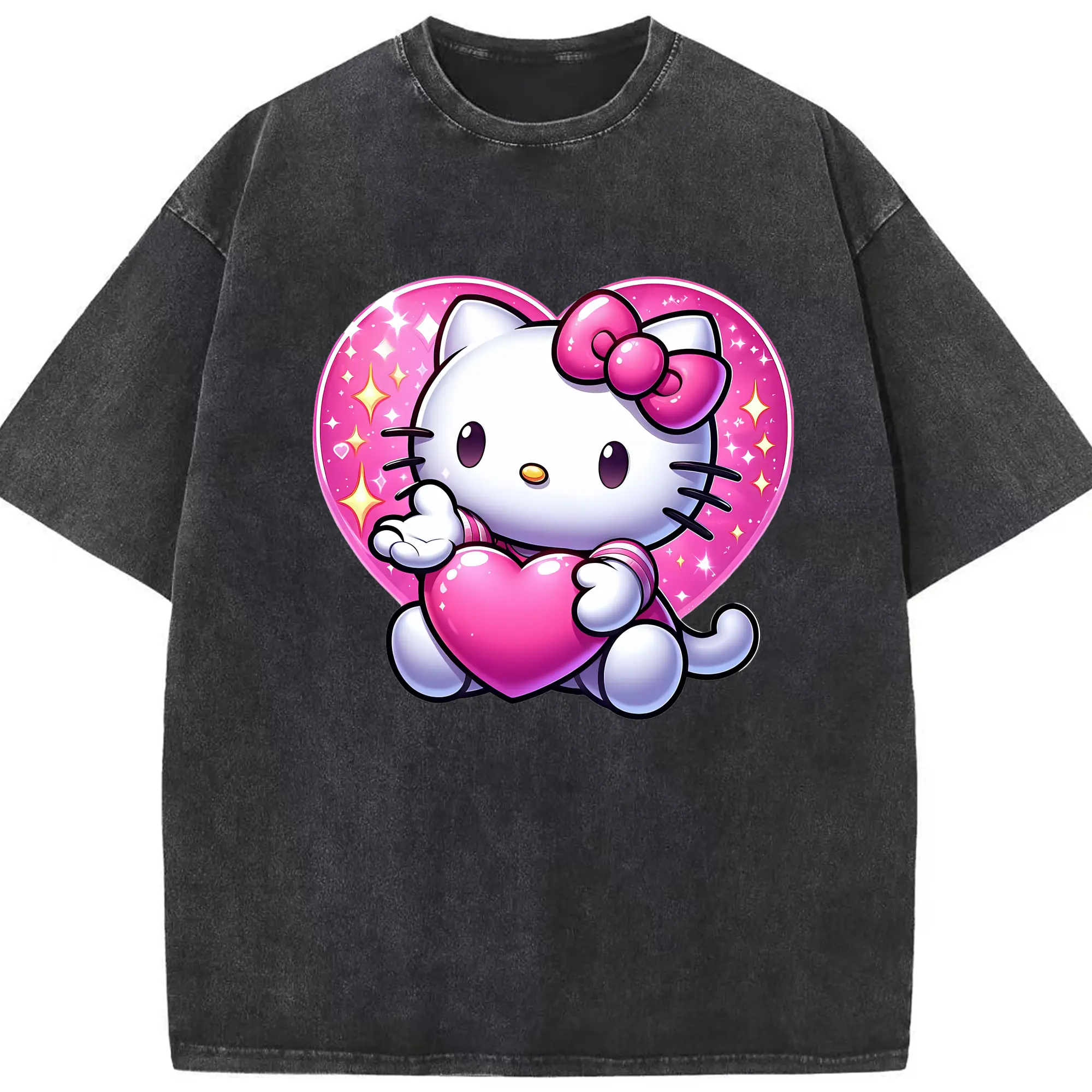 サンリオ グッズ,ハローキティ - 綿100％ ヴィンテージ風 半袖Tシャツ ・ フロントプリント ・ 柔らか肌触り ・ 通気性 快適 ・ スポーツ カジュアル 外出用