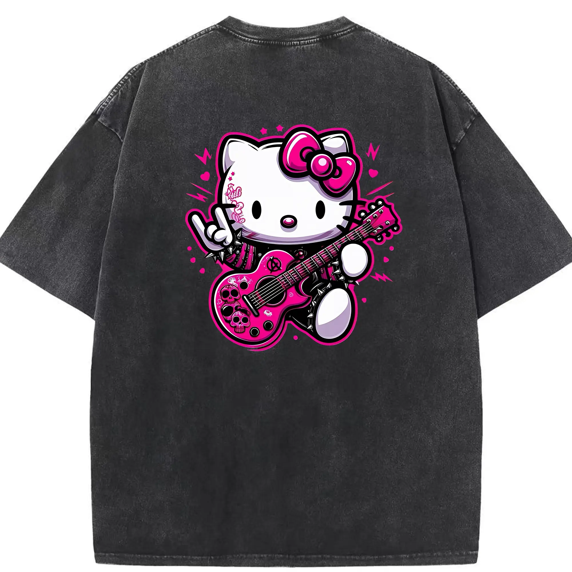 サンリオ グッズ,ハローキティ - 綿100％ ヴィンテージ風 半袖Tシャツ ・ 背面プリント ・ 柔らか肌触り ・ 通気性 快適 ・ スポーツ カジュアル 外出用