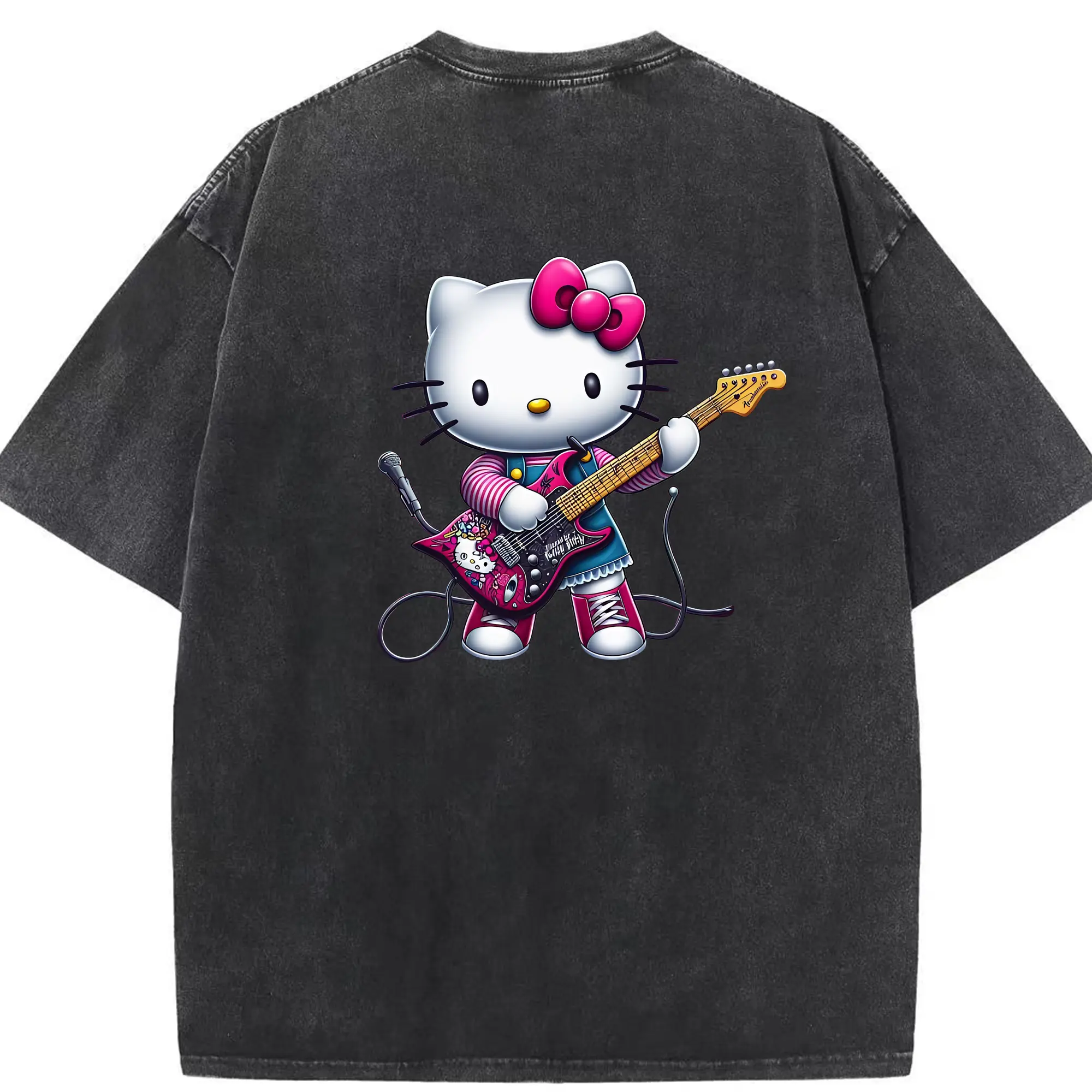 サンリオ グッズ,ハローキティ - 綿100％ ヴィンテージ風 半袖Tシャツ ・ 背面プリント ・ 柔らか肌触り ・ 通気性 快適 ・ スポーツ カジュアル 外出用