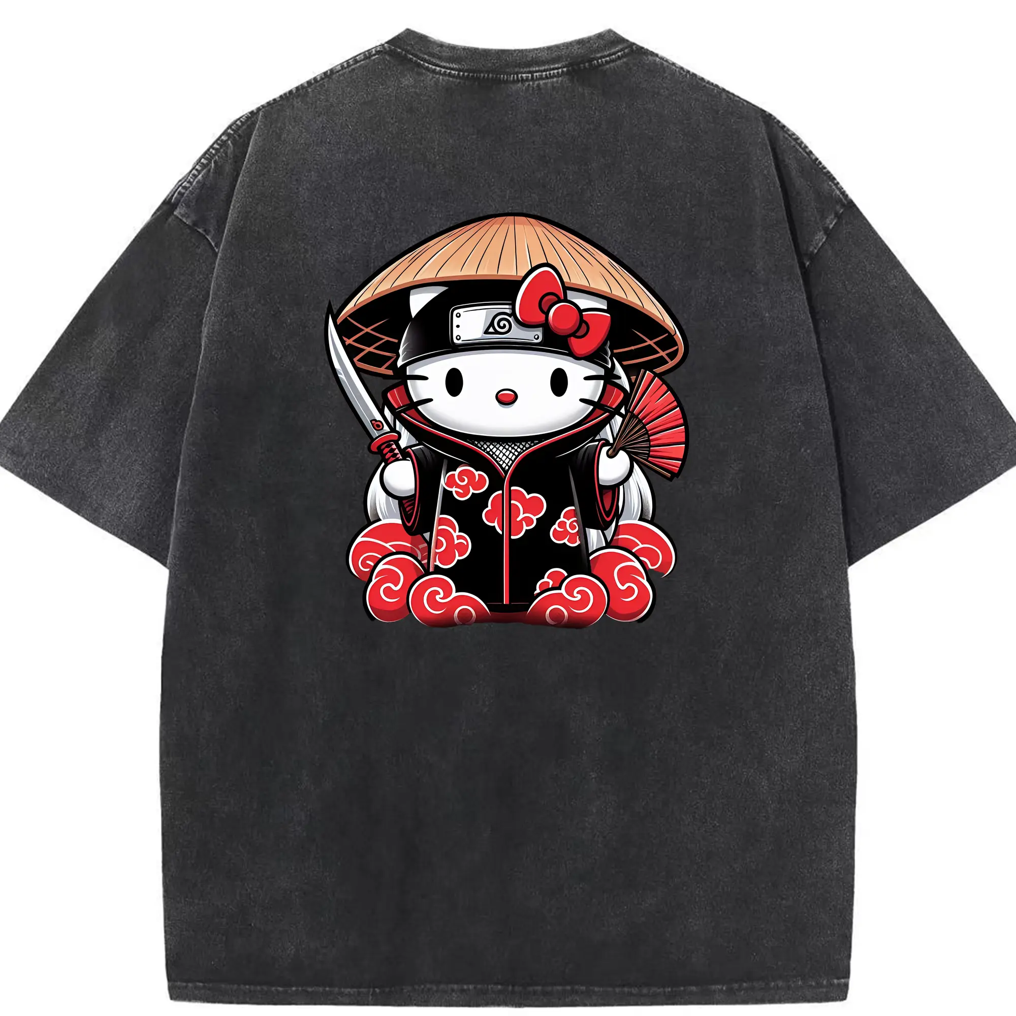 サンリオ グッズ,ハローキティ - 綿100％ ヴィンテージ風 半袖Tシャツ ・ 背面プリント ・ 柔らか肌触り ・ 通気性 快適 ・ スポーツ カジュアル 外出用
