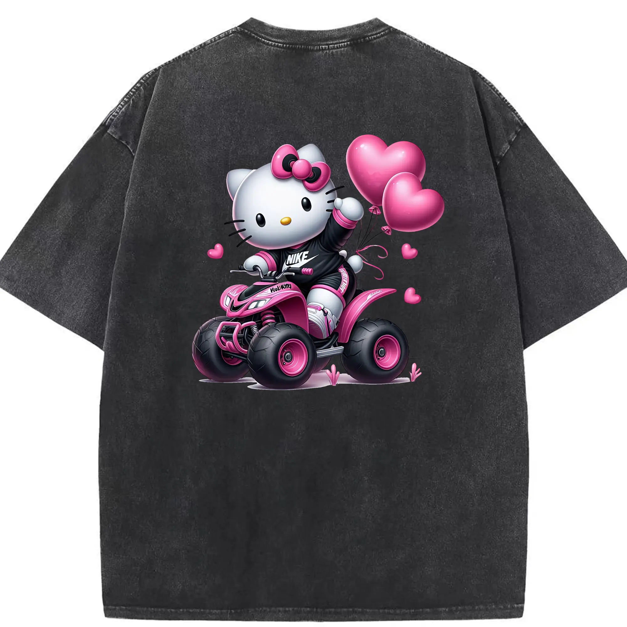 サンリオ グッズ,ハローキティ - 綿100％ ヴィンテージ風 半袖Tシャツ ・ 背面プリント ・ 柔らか肌触り ・ 通気性 快適 ・ スポーツ カジュアル 外出用