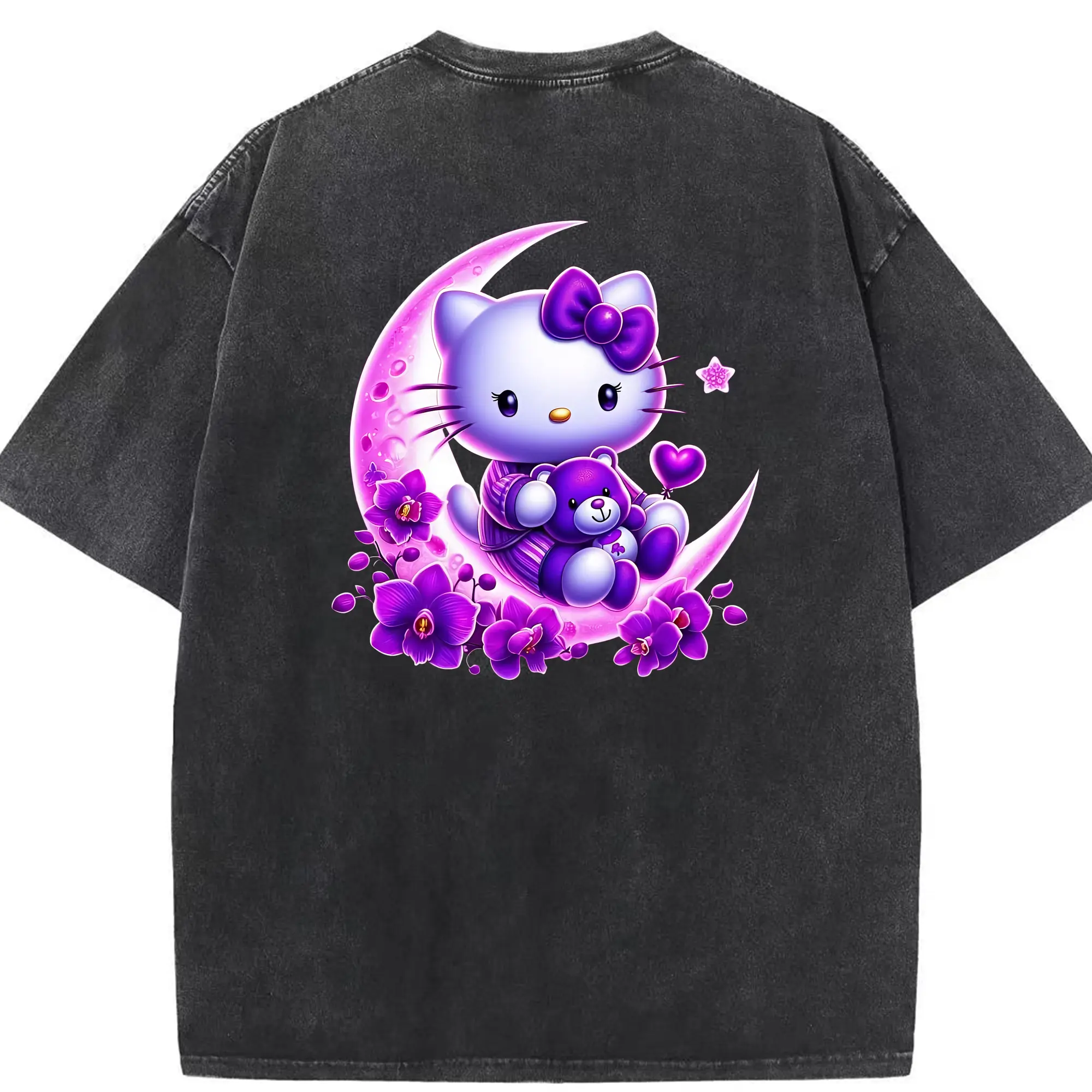 サンリオ グッズ,ハローキティ - 綿100％ ヴィンテージ風 半袖Tシャツ ・ 背面プリント ・ 柔らか肌触り ・ 通気性 快適 ・ スポーツ カジュアル 外出用