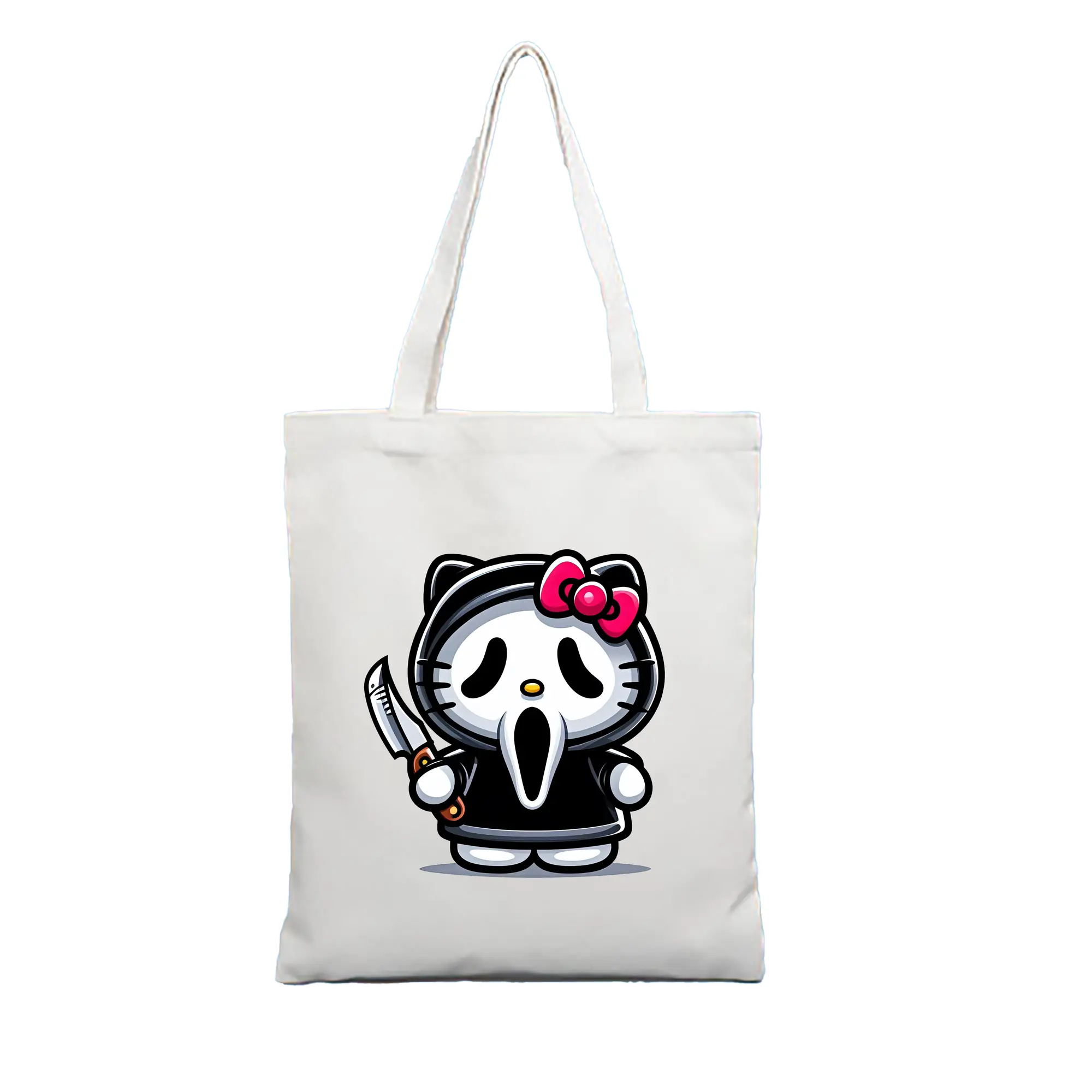 サンリオ グッズ,ハローキティ - 縦型キャンバス手提げバッグ（トートバッグ） ・ キャンバス素材 ・ ショッピング用 ・ 軽量 丈夫 お手入れ簡単