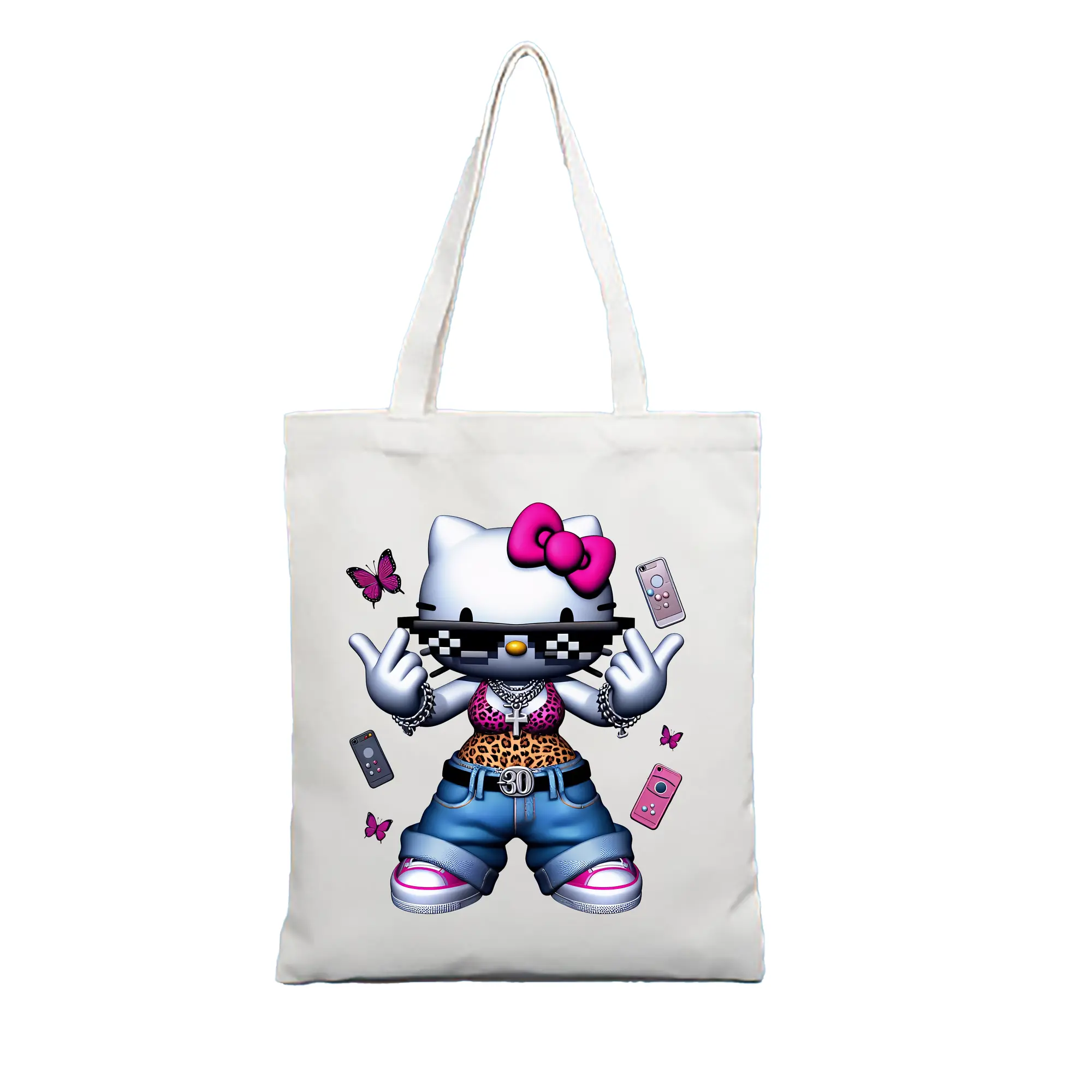 サンリオ グッズ,ハローキティ - 縦型キャンバス手提げバッグ（トートバッグ） ・ キャンバス素材 ・ ショッピング用 ・ 軽量 丈夫 お手入れ簡単