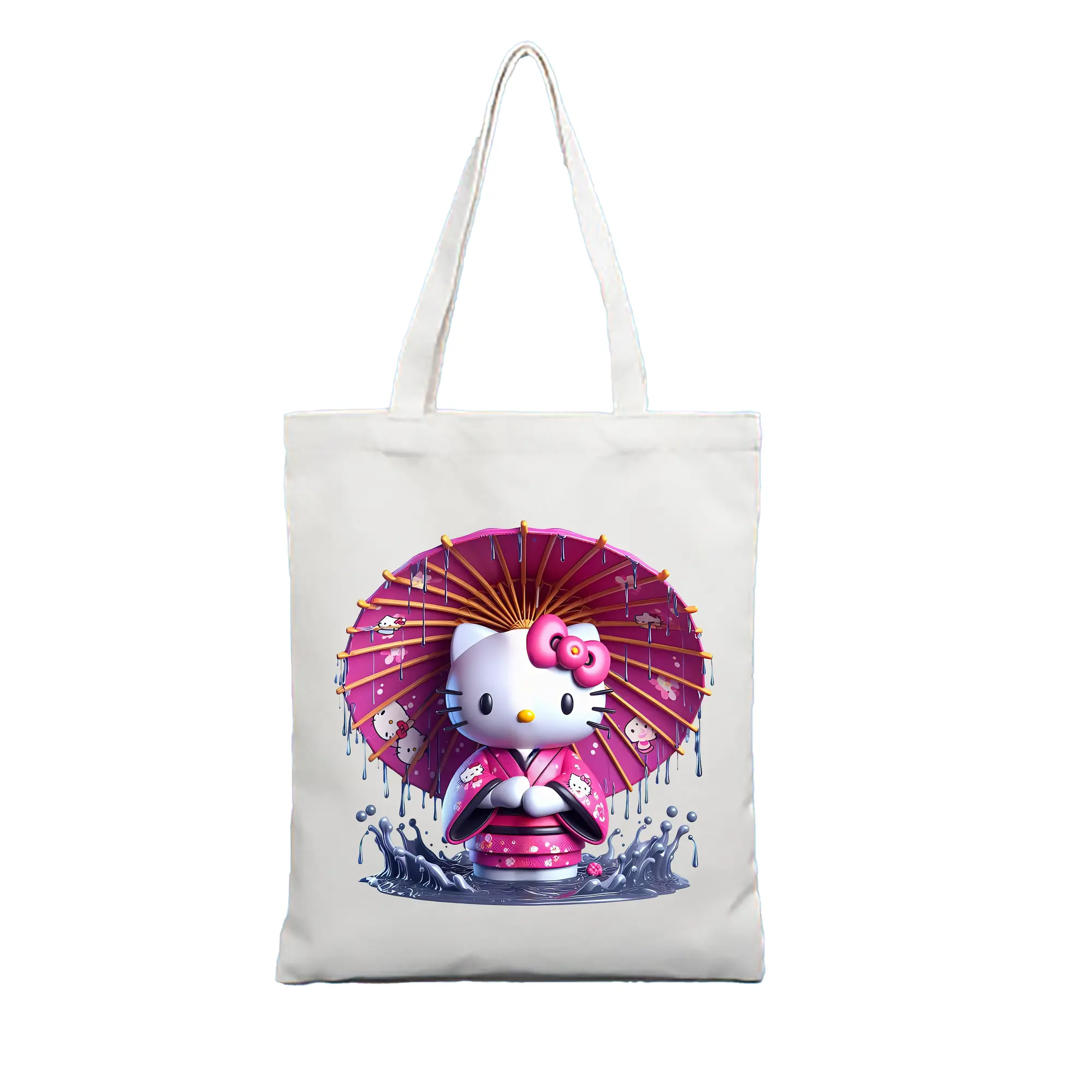 サンリオ グッズ,ハローキティ - 縦型キャンバス手提げバッグ（トートバッグ） ・ キャンバス素材 ・ ショッピング用 ・ 軽量 丈夫 お手入れ簡単