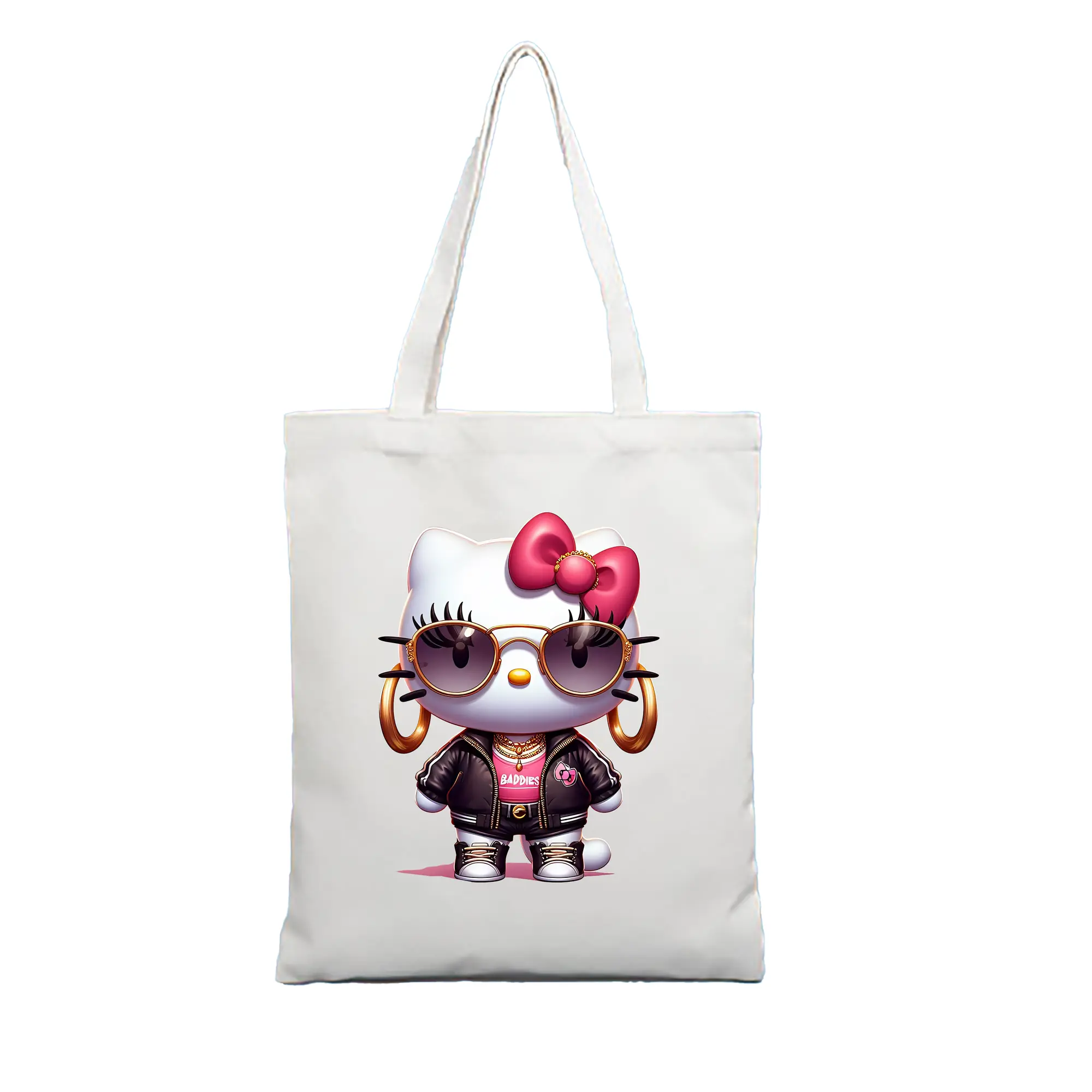 サンリオ グッズ,ハローキティ - 縦型キャンバス手提げバッグ（トートバッグ） ・ キャンバス素材 ・ ショッピング用 ・ 軽量 丈夫 お手入れ簡単