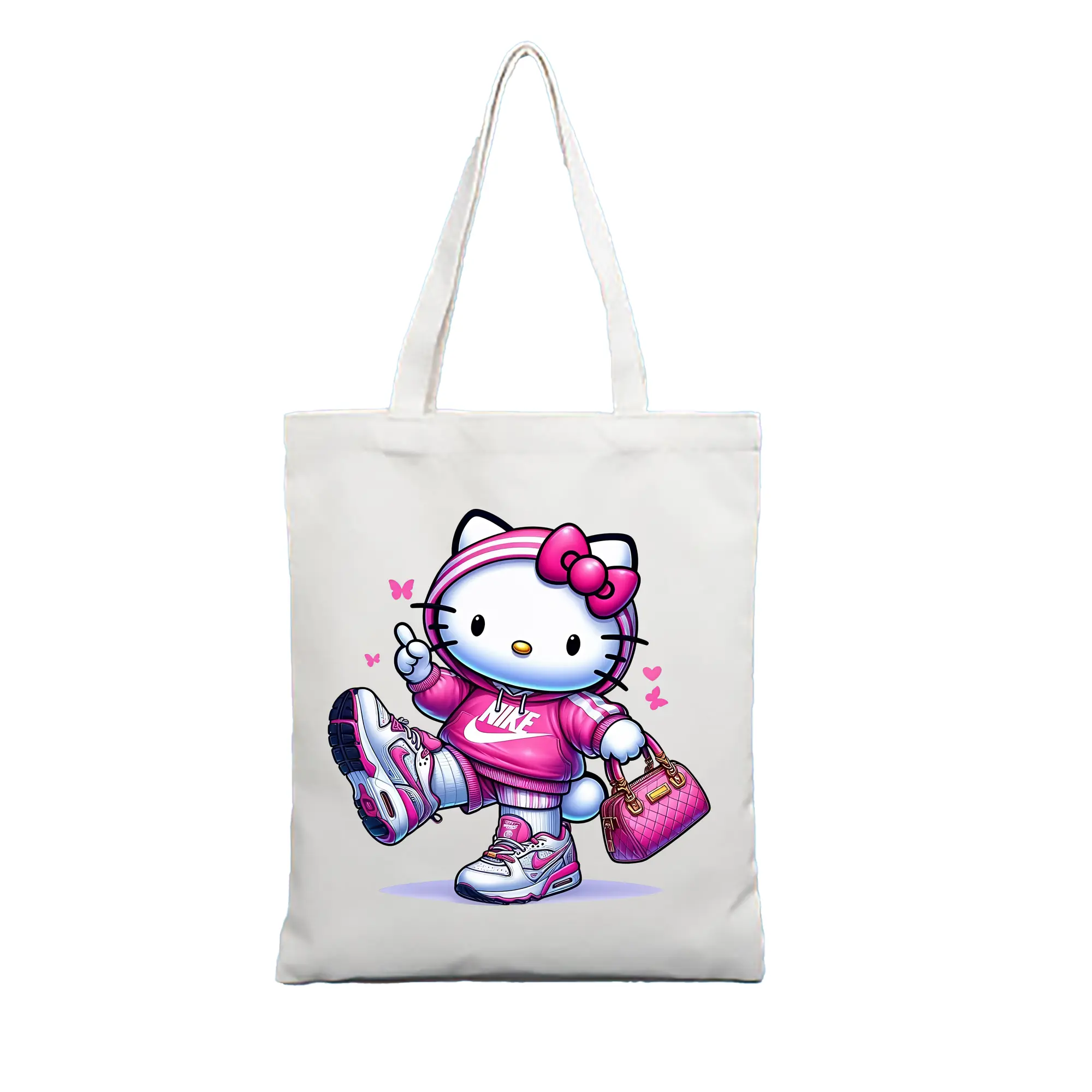 サンリオ グッズ,ハローキティ - 縦型キャンバス手提げバッグ（トートバッグ） ・ キャンバス素材 ・ ショッピング用 ・ 軽量 丈夫 お手入れ簡単