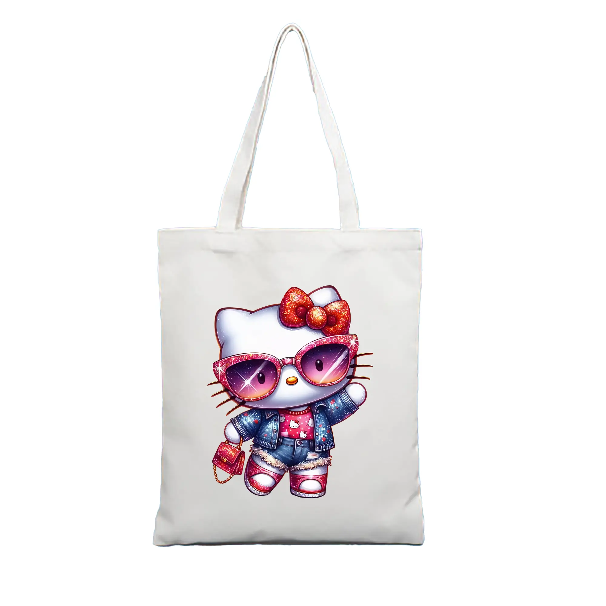 サンリオ グッズ,ハローキティ - 縦型キャンバス手提げバッグ（トートバッグ） ・ キャンバス素材 ・ ショッピング用 ・ 軽量 丈夫 お手入れ簡単