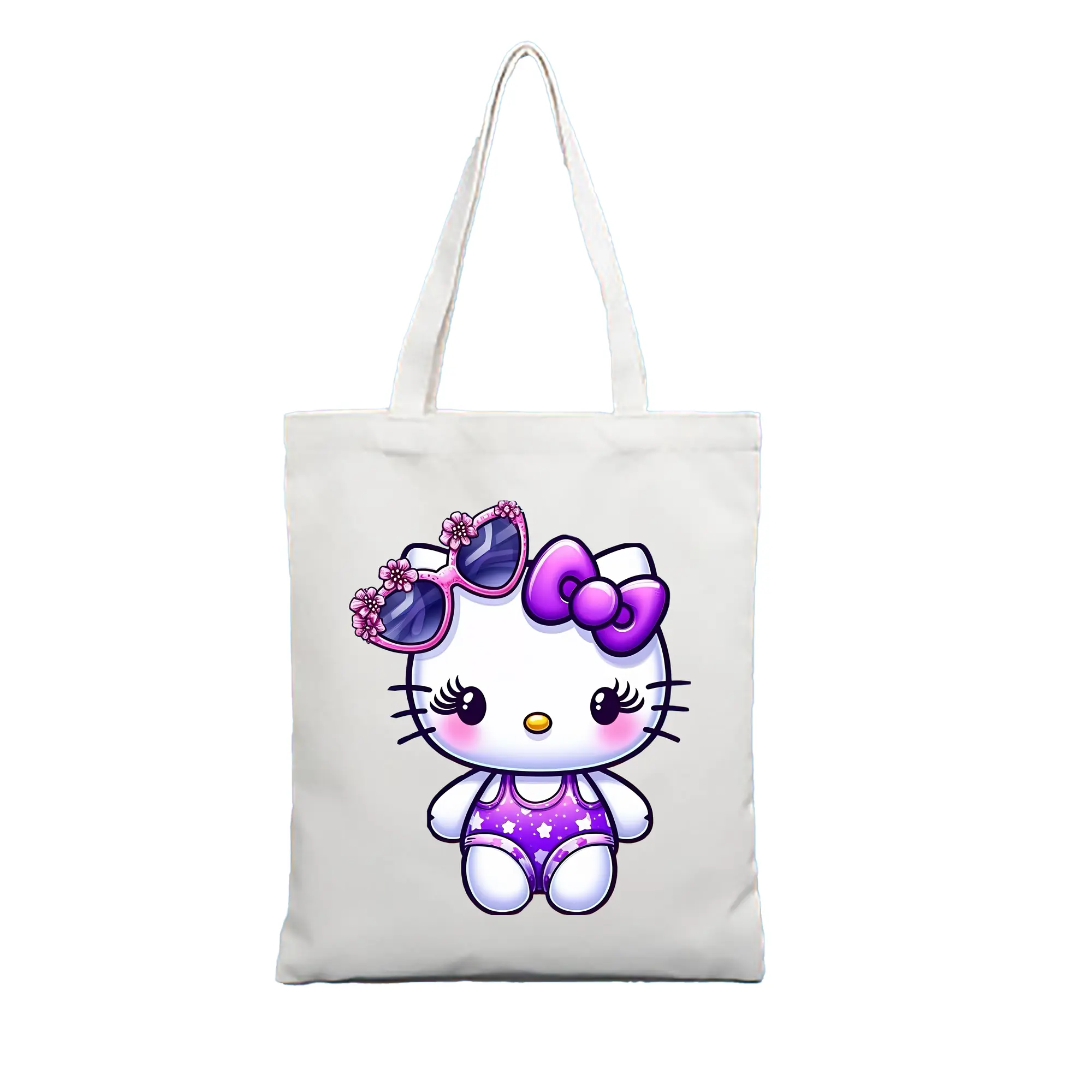 サンリオ グッズ,ハローキティ - 縦型キャンバス手提げバッグ（トートバッグ） ・ キャンバス素材 ・ ショッピング用 ・ 軽量 丈夫 お手入れ簡単