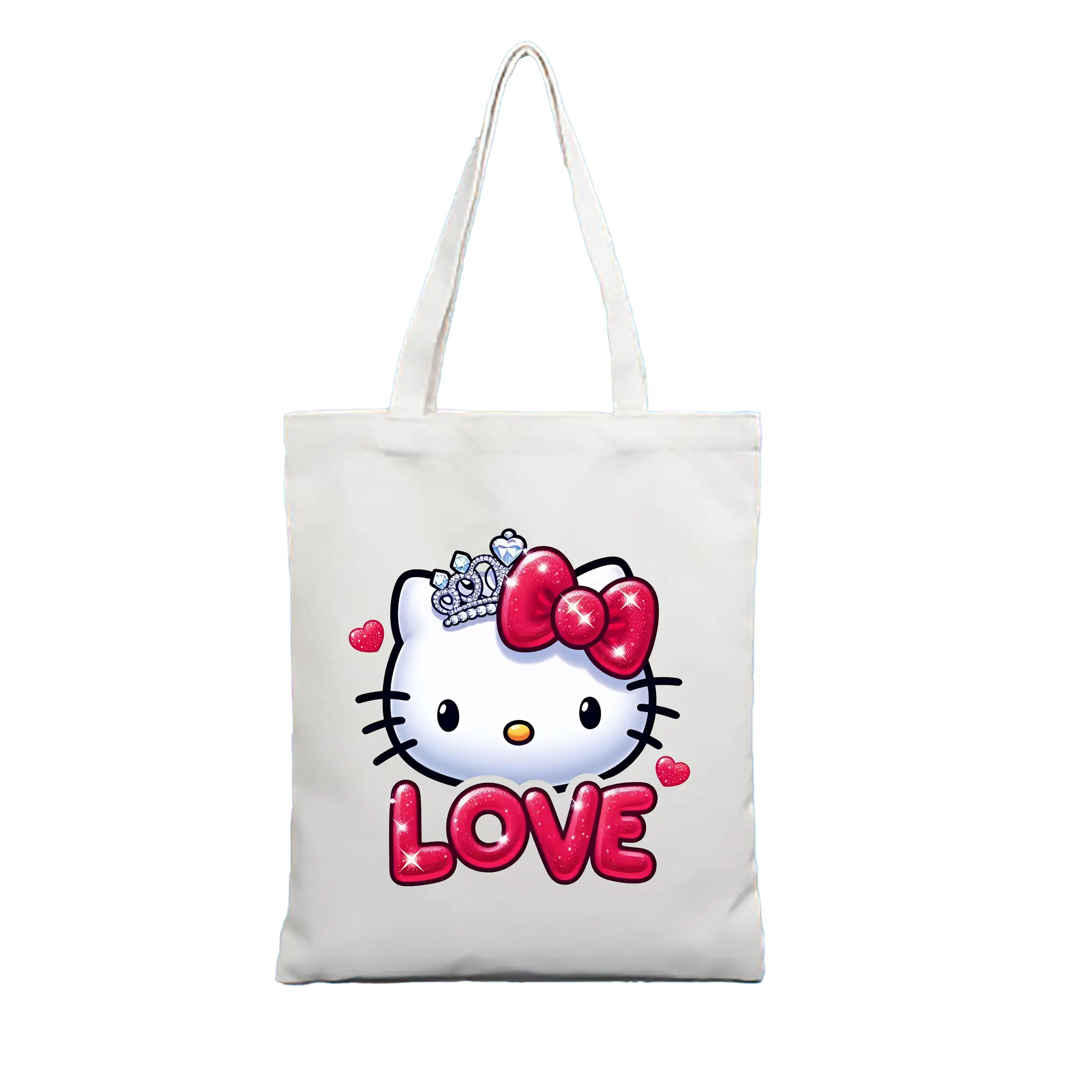 サンリオ グッズ,ハローキティ - 縦型キャンバス手提げバッグ（トートバッグ） ・ キャンバス素材 ・ ショッピング用 ・ 軽量 丈夫 お手入れ簡単