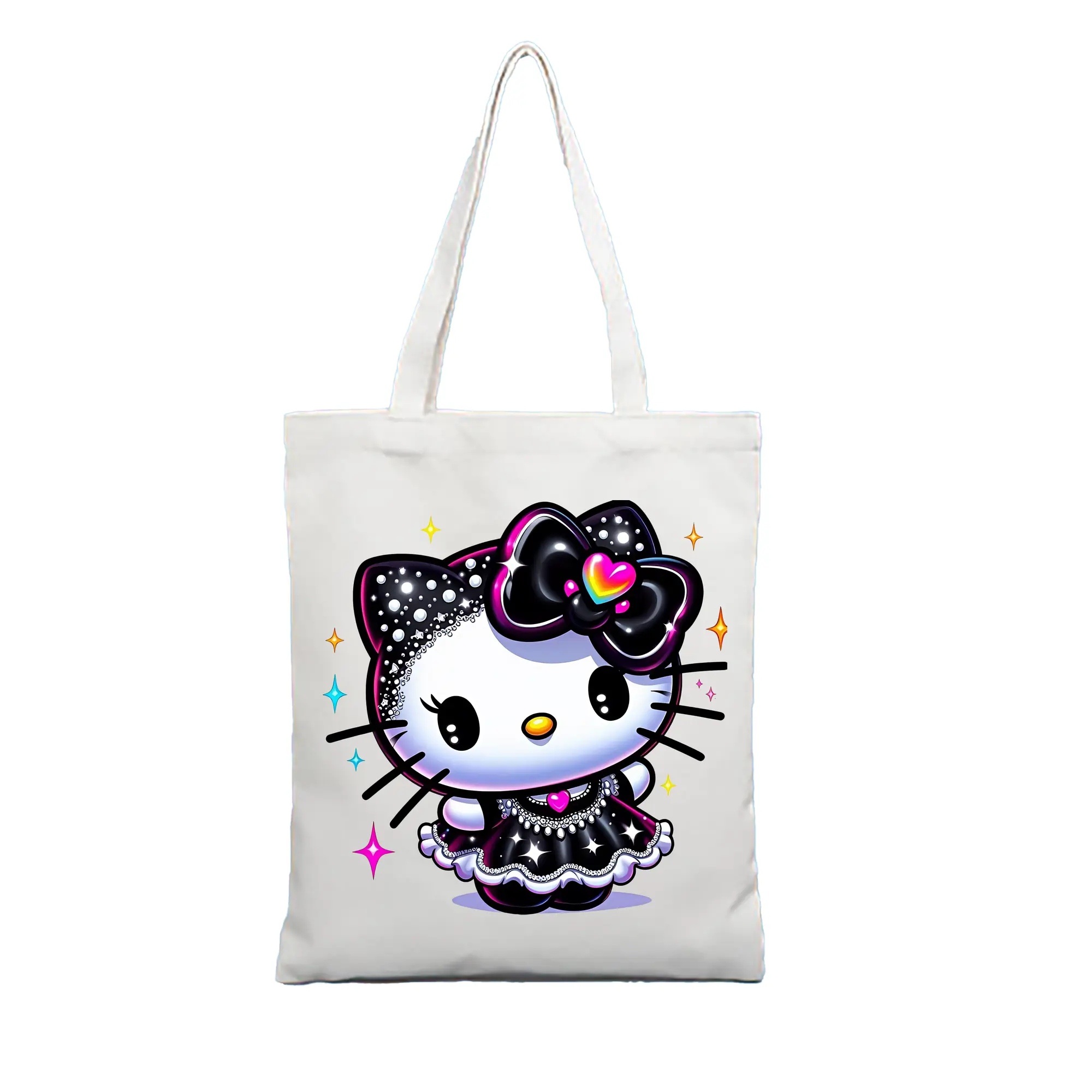 サンリオ グッズ,ハローキティ - 縦型キャンバス手提げバッグ（トートバッグ） ・ キャンバス素材 ・ ショッピング用 ・ 軽量 丈夫 お手入れ簡単