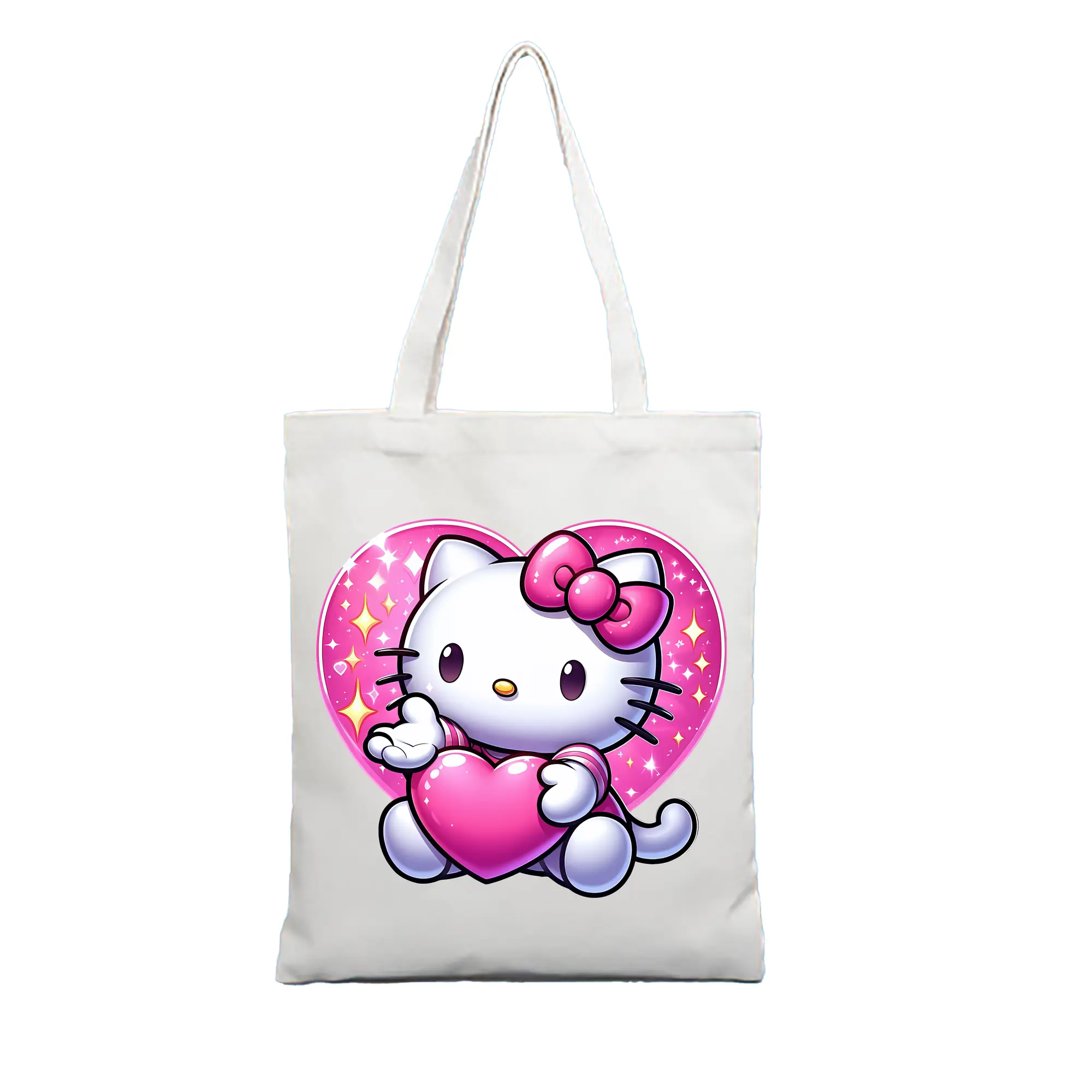 サンリオ グッズ,ハローキティ - 縦型キャンバス手提げバッグ（トートバッグ） ・ キャンバス素材 ・ ショッピング用 ・ 軽量 丈夫 お手入れ簡単