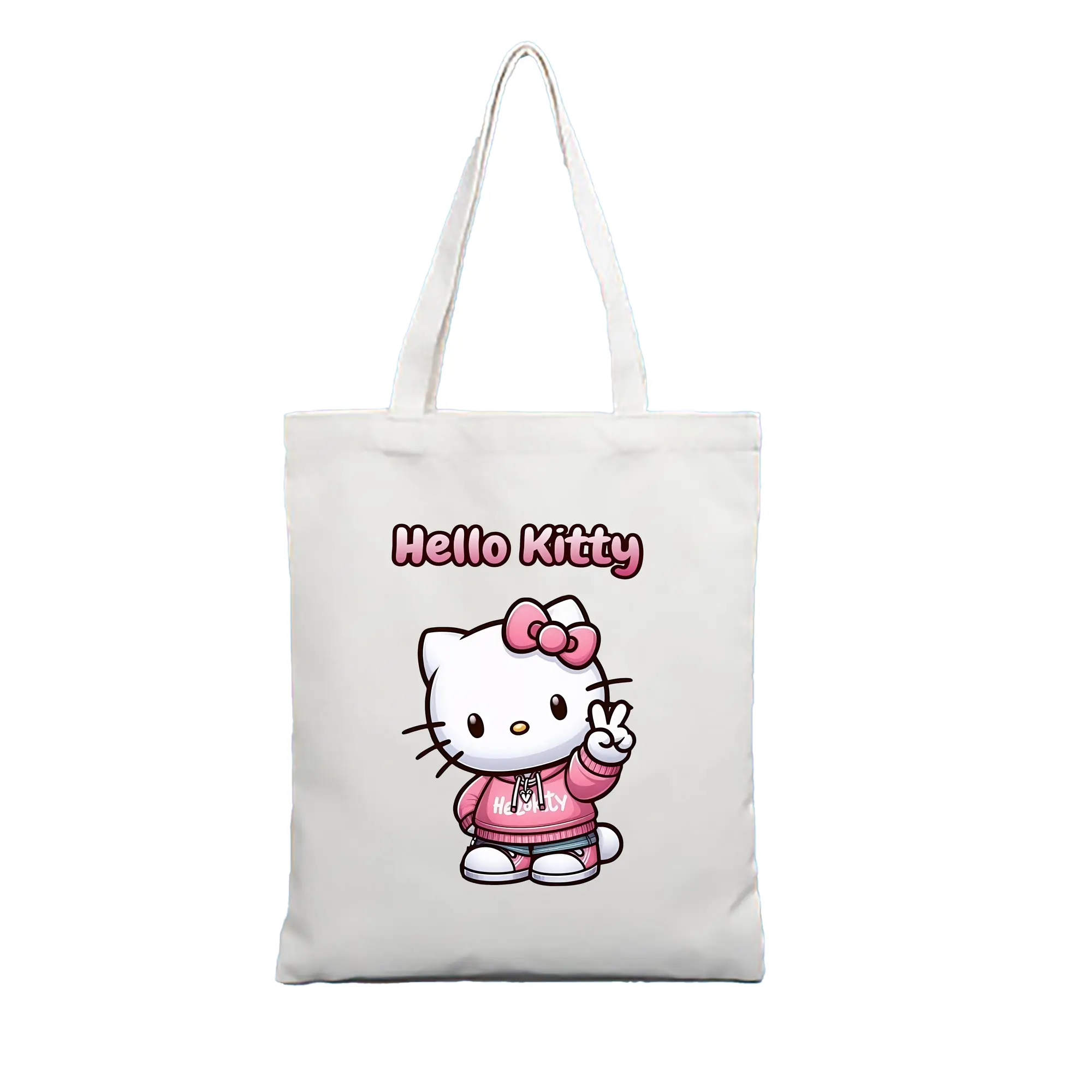 サンリオ グッズ,ハローキティ - 縦型キャンバス手提げバッグ（トートバッグ） ・ キャンバス素材 ・ ショッピング用 ・ 軽量 丈夫 お手入れ簡単