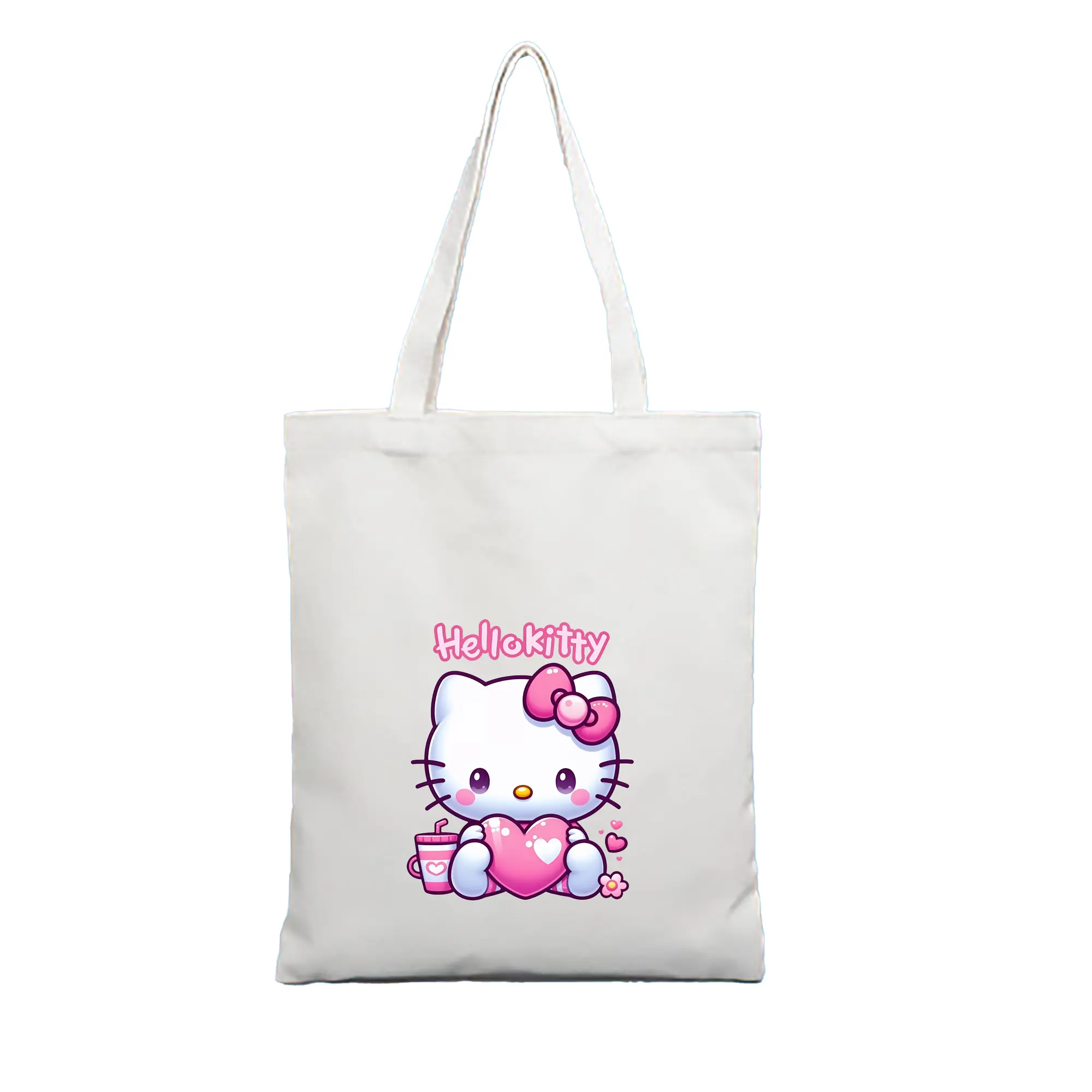 サンリオ グッズ,ハローキティ - 縦型キャンバス手提げバッグ（トートバッグ） ・ キャンバス素材 ・ ショッピング用 ・ 軽量 丈夫 お手入れ簡単