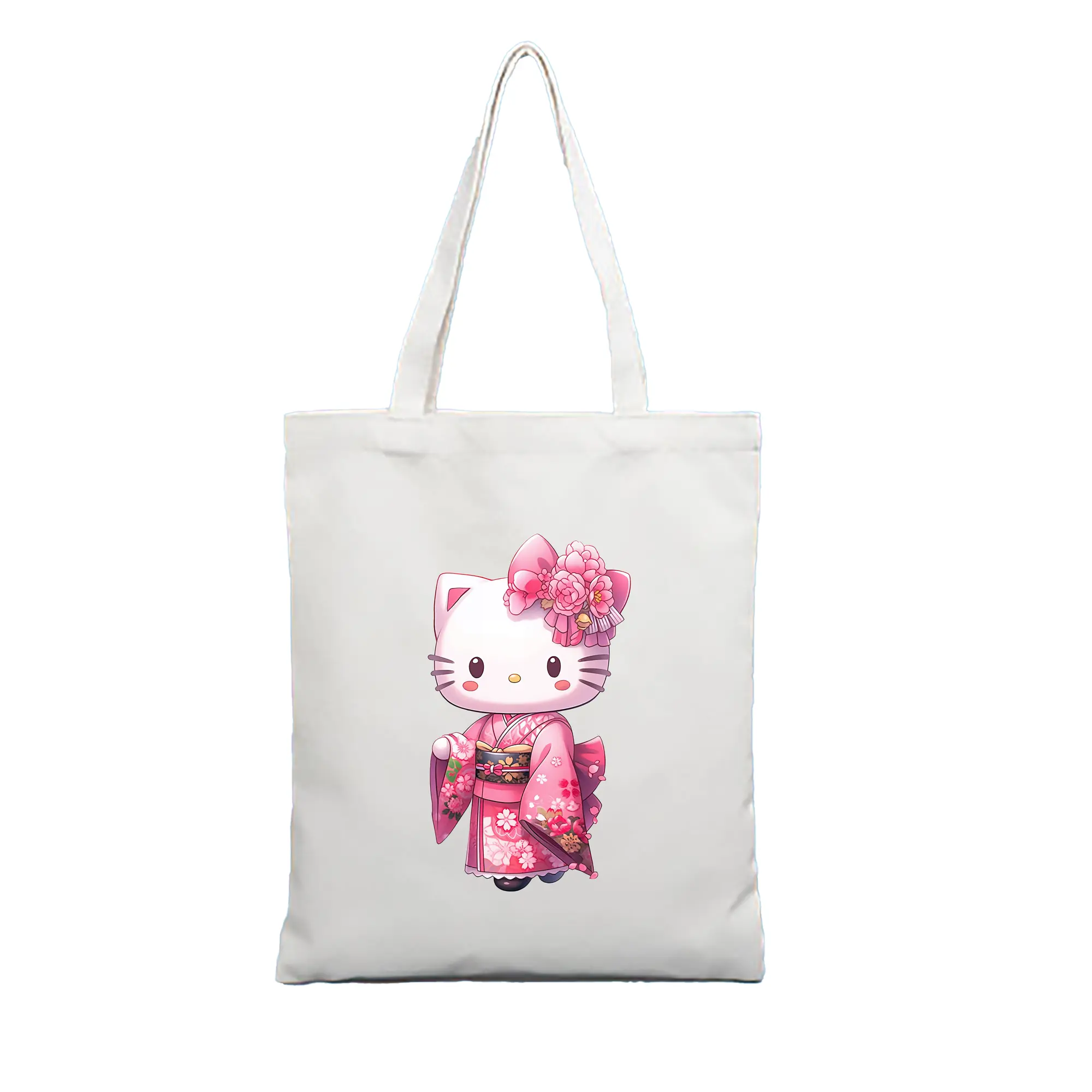 サンリオ グッズ,ハローキティ - 縦型キャンバス手提げバッグ（トートバッグ） ・ キャンバス素材 ・ ショッピング用 ・ 軽量 丈夫 お手入れ簡単