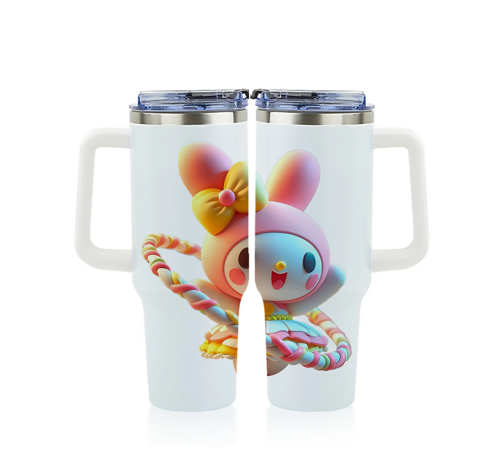 サンリオ グッズ,マイメロディ - 1200mL フルプリント車用タンブラー ・ 304ステンレス 内側 ・ 201ステンレス 外側 ・ 保温 保冷 ・ 通勤 ドライブ アウトドア用