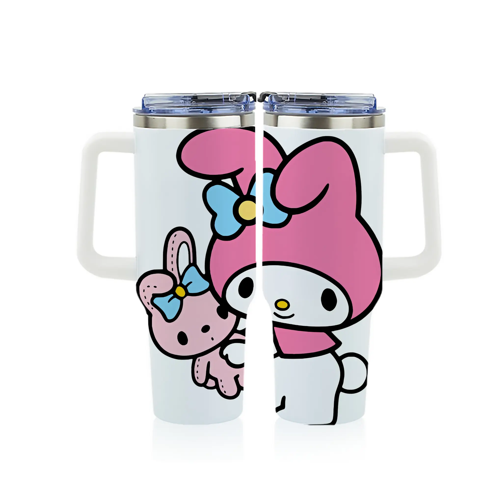 サンリオ グッズ,マイメロディ - 1200mL フルプリント車用タンブラー ・ 304ステンレス 内側 ・ 201ステンレス 外側 ・ 保温 保冷 ・ 通勤 ドライブ アウトドア用