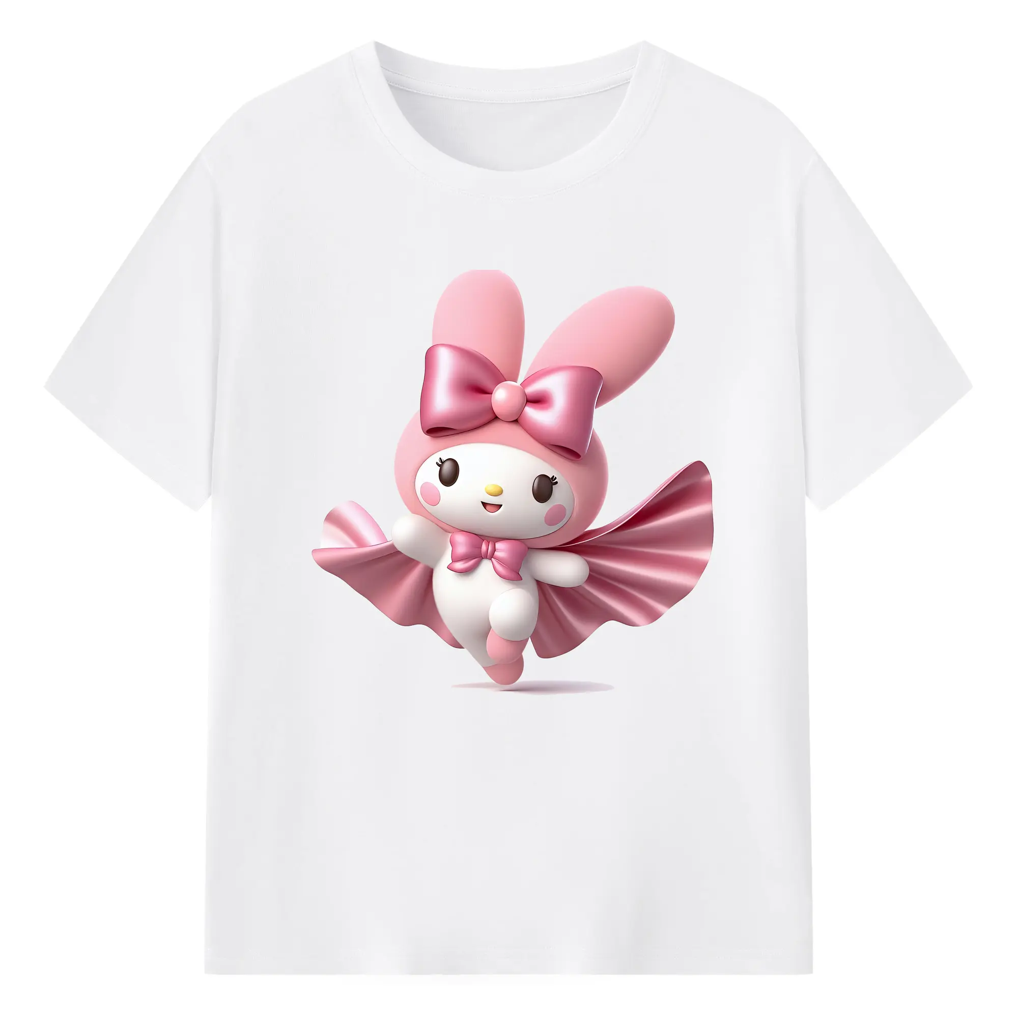 サンリオ グッズ,マイメロディ - 綿100％ 半袖Tシャツ ・ フロントプリント ・ 快適 通気性 ・ 日常使い 散歩 スポーツ用